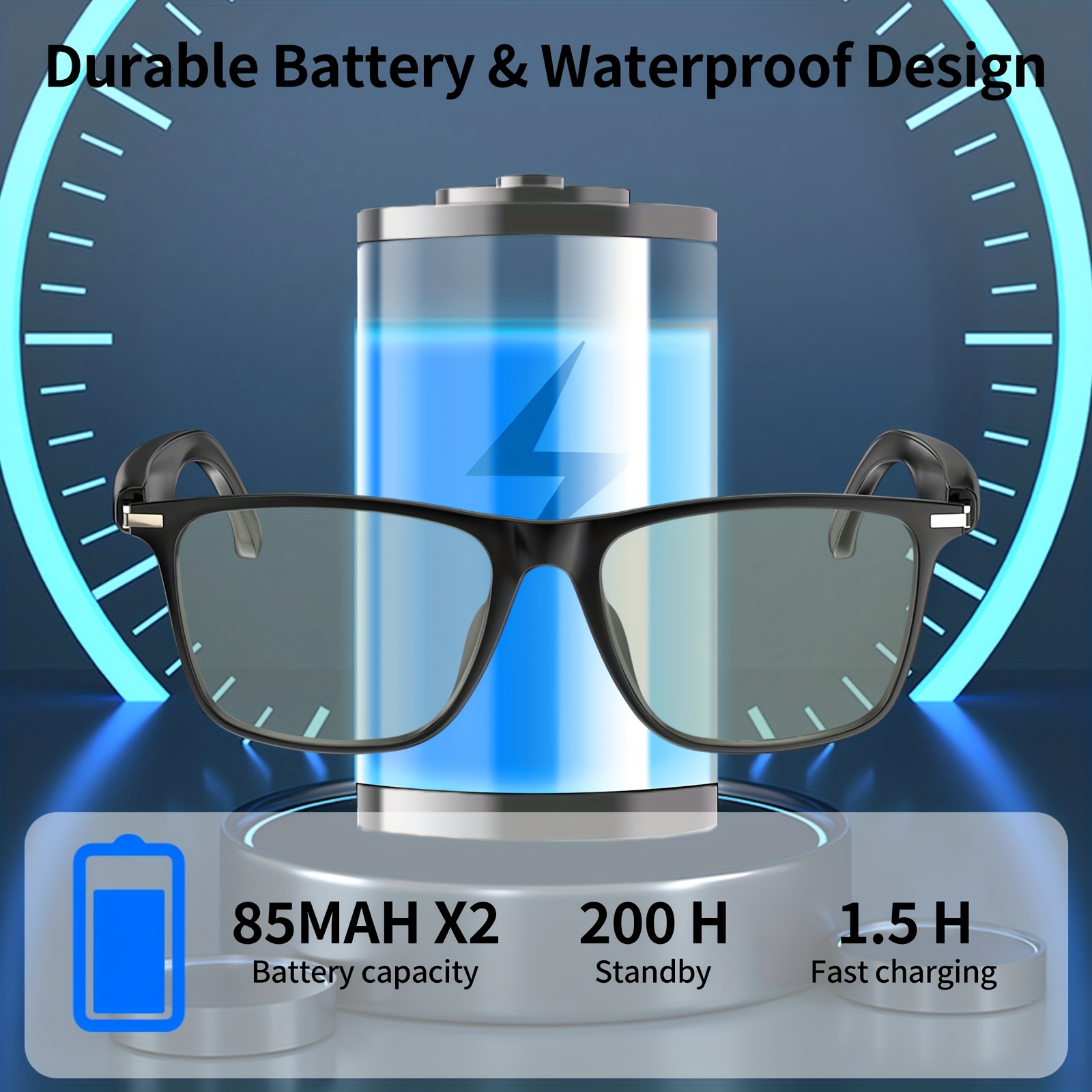AI Smart Bril, 100+ Talen Real-Time Vertaling, Ingebouwde ChatGPT, Audio Bril met Microfoon & Speaker, HD Handsfree Bellen, Hi-Fi Muziek, Fotochrome Lenzen, Lichtgewicht Frame voor Autorijden, Dagelijks & Kantoor, Perfect Cadeau voor de Feestdagen & Valentijnsdag - Afbeelding 3