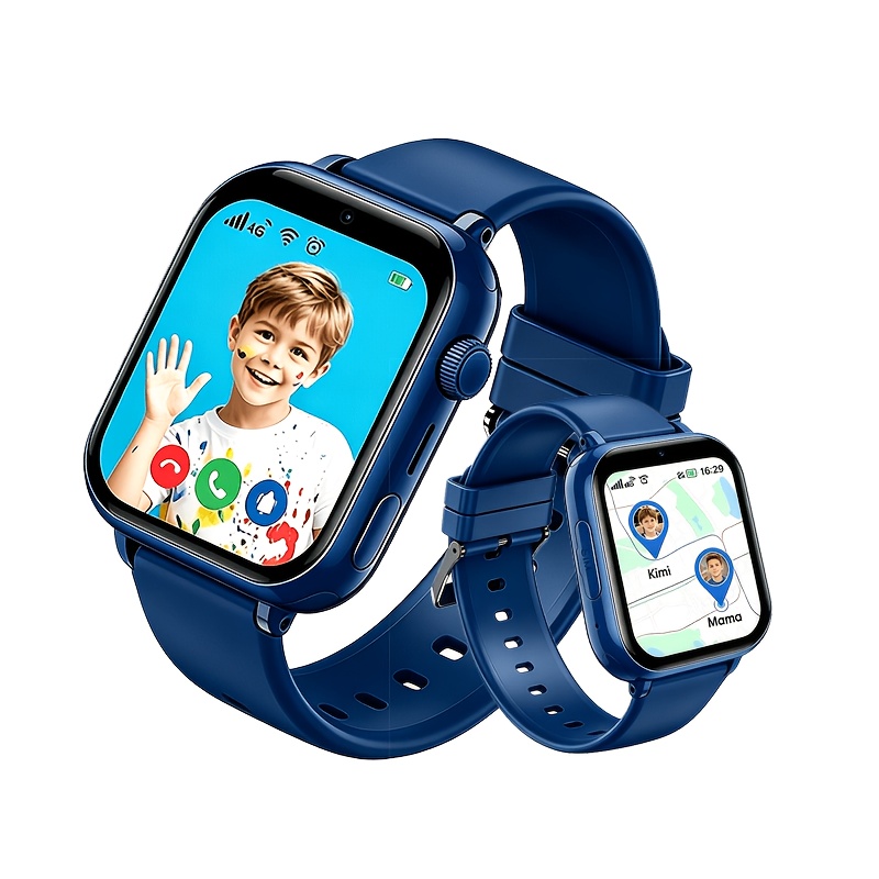 Kinder Smartwatch 4G Smartwatch LTE, GPS-tracker, Videogesprek, SOS-knop, Spraakchat, Schoolmodus, Stappenteller, Wekker, Spelletjes, Roze, Paars, Blauw, Zwart, Cadeau voor Meisjes Jongens - Afbeelding 3
