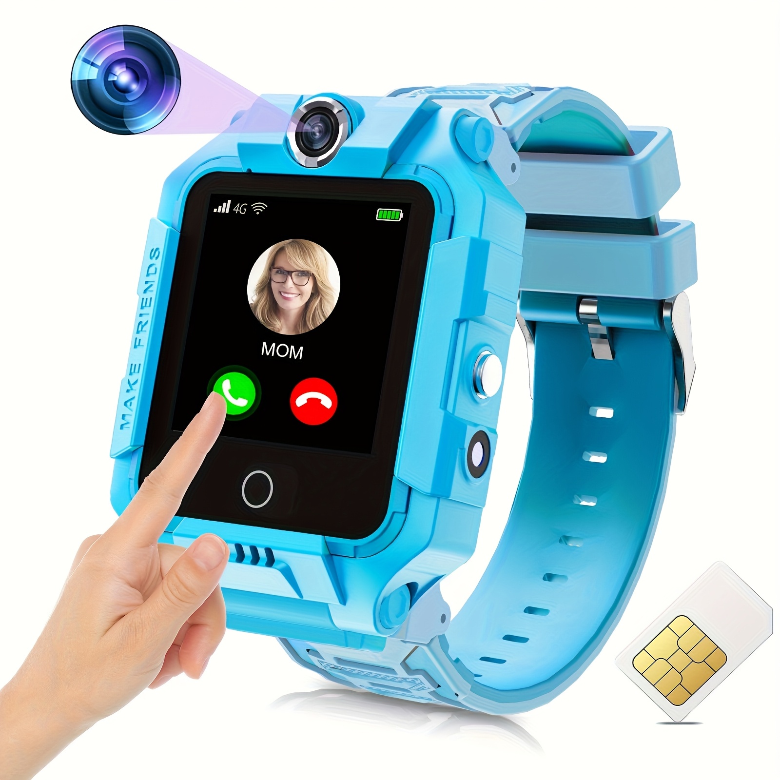 4G(LTE) Elektronisch Smartwatch - Intelligent, 360 Graden Draaibaar Scherm, Spraak- & Videochatmogelijkheden, Gezichtsherkenning, Dubbele Camera's, Foto- & Spraakopname, Muziek- & Videoafspelen, GPS-tracking - Afbeelding 9