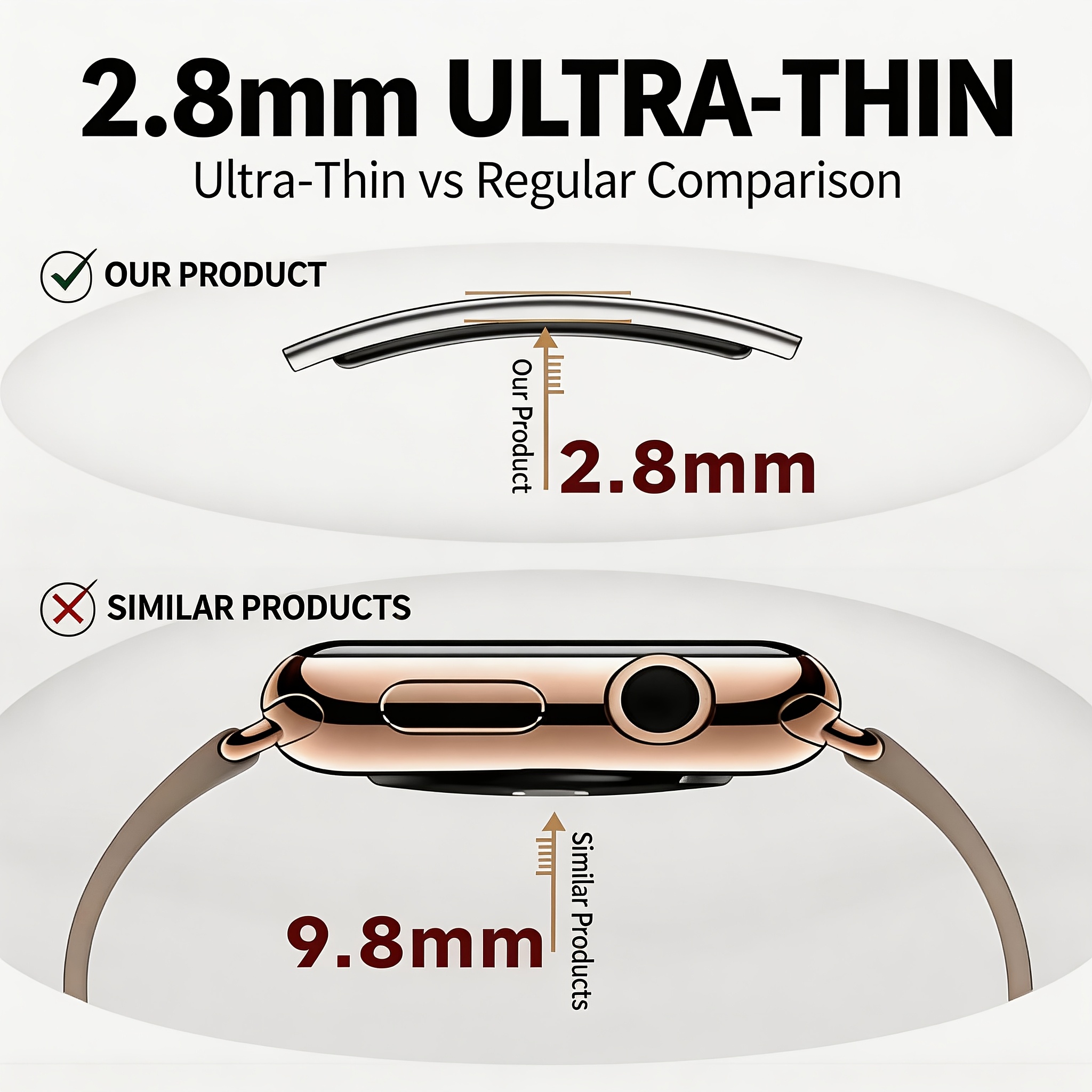 Geef je goede vriend een ultradunne smartwatch met een 2,8 mm ultradunne behuizing, IPX8, multifunctionele stappenteller, slaapmonitoring, menstruatieherinnering, schudden en foto's maken, geschikt voor iPhone/Android-systemen, elegant, modieus, intelligent, voortreffelijk en mooi - Afbeelding 8