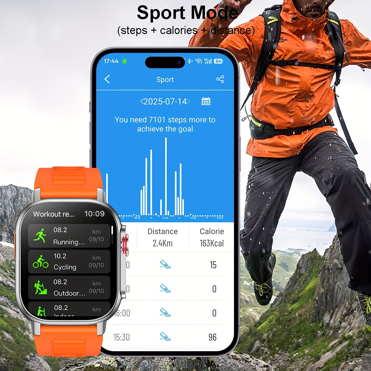 Nieuwe 2.01-inch GPS Smartwatch, GPS Positionering + IPS High-Resolution Display, Draadloze Gespreks Synchronisatie SMS Herinnering, GPS L1+L5 Dual-Frequency Positionering, Kompas, Hoogte, Luchtdruk, Hoge Kwaliteit, 3D Video Wijzerplaat - Afbeelding 11
