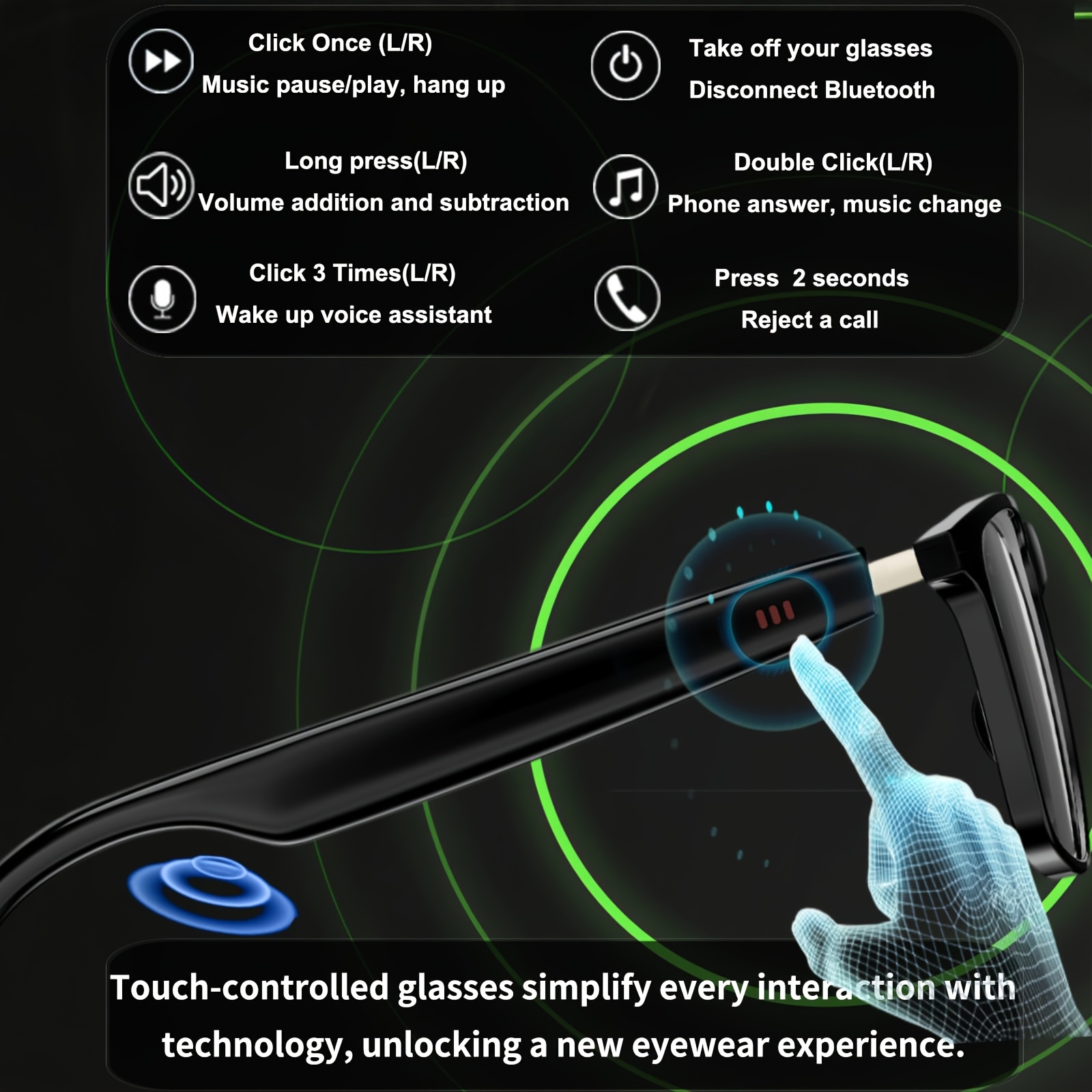 AI Smart Bril, 100+ Talen Real-Time Vertaling, Ingebouwde ChatGPT, Audio Bril met Microfoon & Speaker, HD Handsfree Bellen, Hi-Fi Muziek, Fotochrome Lenzen, Lichtgewicht Frame voor Autorijden, Dagelijks & Kantoor, Perfect Cadeau voor de Feestdagen & Valentijnsdag - Afbeelding 6