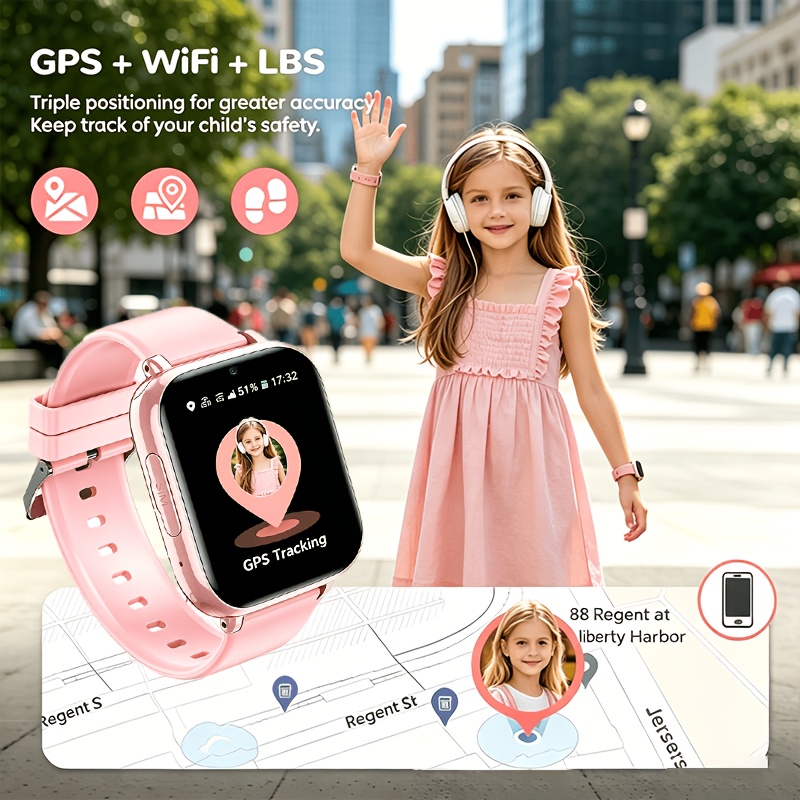 Kids Smartwatch, 4G Smartwatch met Telefoongesprek & GPS, Wifi Video Bellen Voice Messenger, SOS Alarm, Dagelijkse Activiteit Tracker, Wekker, School Lock Mode, Interactieve Games, Kerstcadeau voor Meisjes Jongens - Afbeelding 6