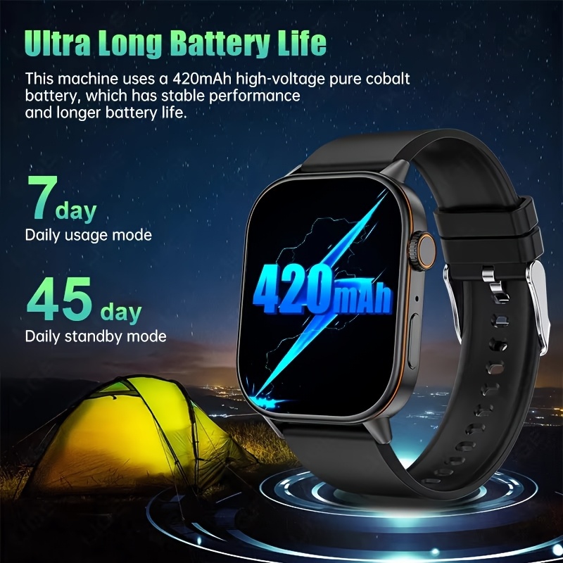 DAORKOW GPS Smartwatch, RVS Outdoor Kompas Sporthorloge, 5,11 cm HD-scherm, 170+ Sportmodi, Track, Draadloos Bellen, USB-opladen, 420mAh Lithium-polymeerbatterij, Unisex - Cadeau voor Valentijnsdag, Moederdag, Vrouwendag, Ramadan, Onafhankelijkheidsdag - Afbeelding 9