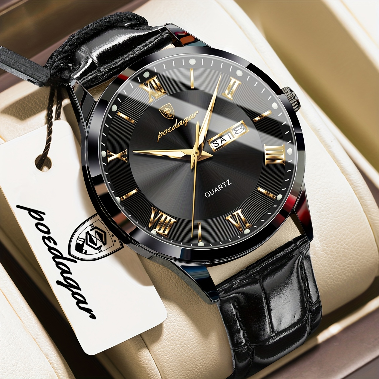 Luxe Zakelijk Herenhorloge met Lichtgevende Waterdichte Kalender, Casual Quartz Herenpolshorloge - Afbeelding 12