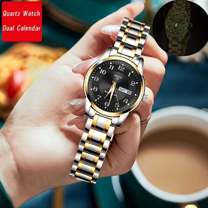 DEBLVE Dames Ultra-Dunne Roestvrijstalen Quartz Horloge - Stijlvol, Lichtgewicht, IPX7 met Kalender, Luminous Dagweergave en Roestvrijstalen Band - Perfect voor Casual Wear, DEBLVE - Afbeelding 10
