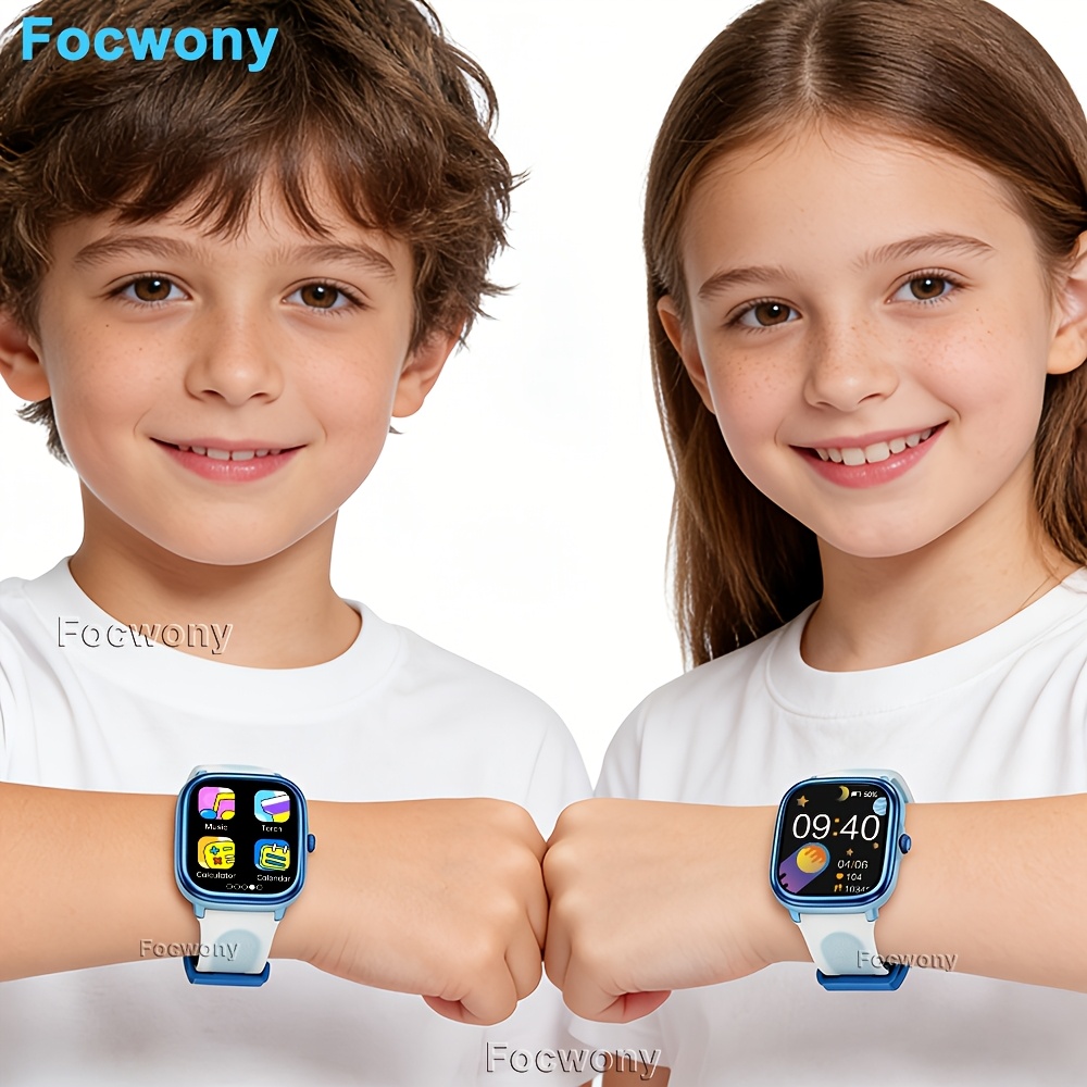 Kinderen Blauwe Smartwatch met 4,65 cm 240*284 Pixels IPS Scherm, Rekenmachine, Lokale Muziekspeler, MP3 Speler, LED Zaklamp & Spellen, Wekker, Aftimer, Stopwatch, JL7013A6, 300mAh Batterij, Siliconen Band, Fitness Tracker, Leerapparaat voor Jongens & Meisjes, Perfect Cadeau voor de Feestdagen - Afbeelding 3