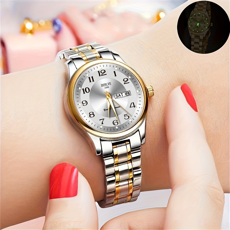 DEBLVE Dames Ultra-Dunne Roestvrijstalen Quartz Horloge - Stijlvol, Lichtgewicht, IPX7 met Kalender, Luminous Dagweergave en Roestvrijstalen Band - Perfect voor Casual Wear, DEBLVE - Afbeelding 14