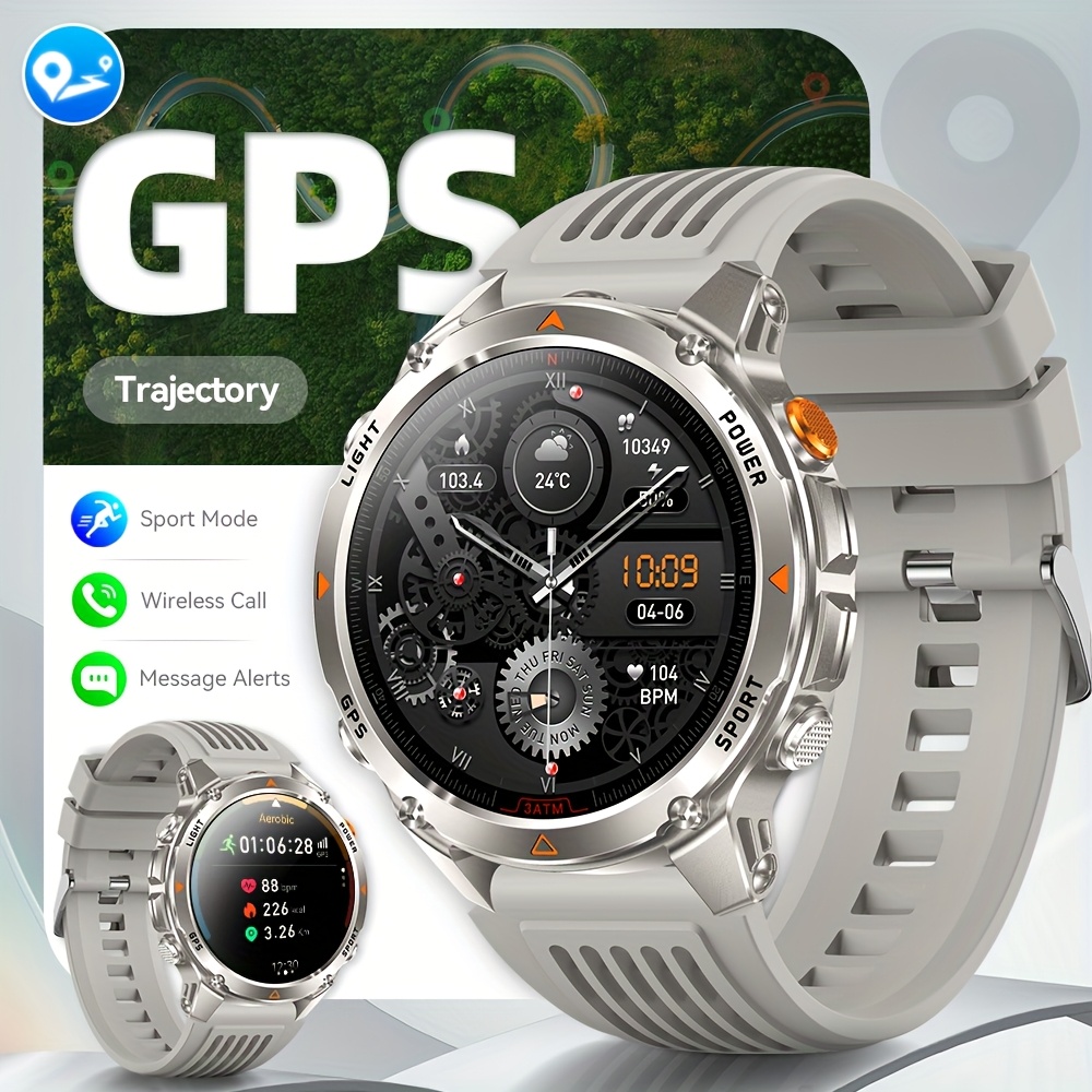 Heren Outdoor Smartwatch, GPS Nauwkeurige Positionering, Ingebouwd Kompas, LED Licht, 3ATM, Ondersteunt 100+ Sportmodi, Draadloze Gesprekken, Multimedia Informatie Weergave, Meerdere Weersmodi, Outdoor Avontuur Smart Armband, Metalen Behuizing Ontwerp - Afbeelding 5