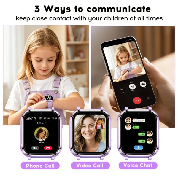 Smartwatch, 4G Student Smartwatch, Video- en spraakgesprekken en SOS noodoproep, GPS nauwkeurige positionering, ouderlijk toezicht app, wekker, rekenmachine, kalender, tiener smartwatch, geschikt voor jongens en meisjes van 4 jaar