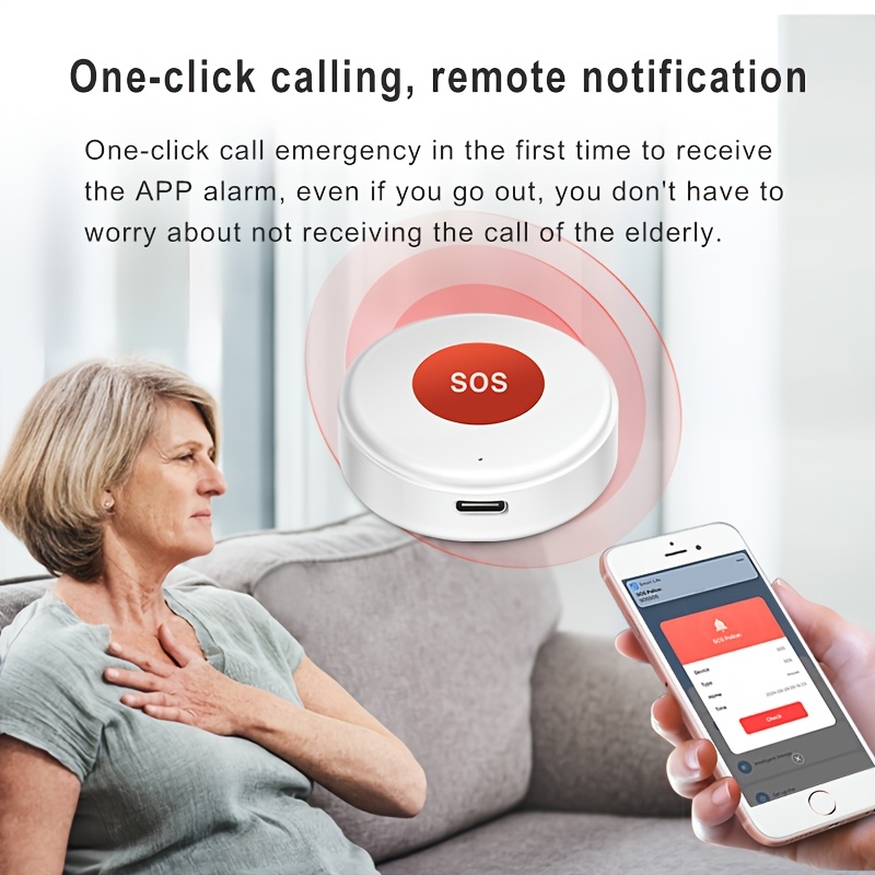 WiFi SOS-knop Slim Huis Noodalarmapparaat Werkt met Tuya Smart Life APP Veiligheidsalarm voor Ouderen en Kinderen APP Bewaking op Afstand - Afbeelding 5