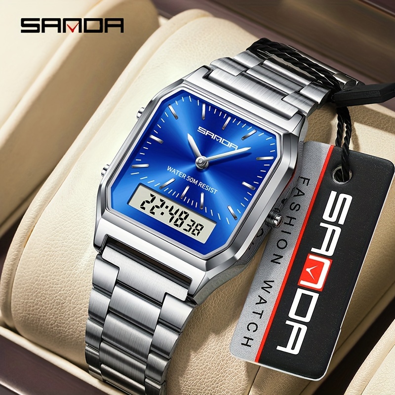 SANDA Herenhorloge Modieuze Prestaties Waterdicht Zakelijk Meerdere Kleuren Eenvoudig Herenhorloge Staalband Herenhorloge Festivalcadeau - Afbeelding 4