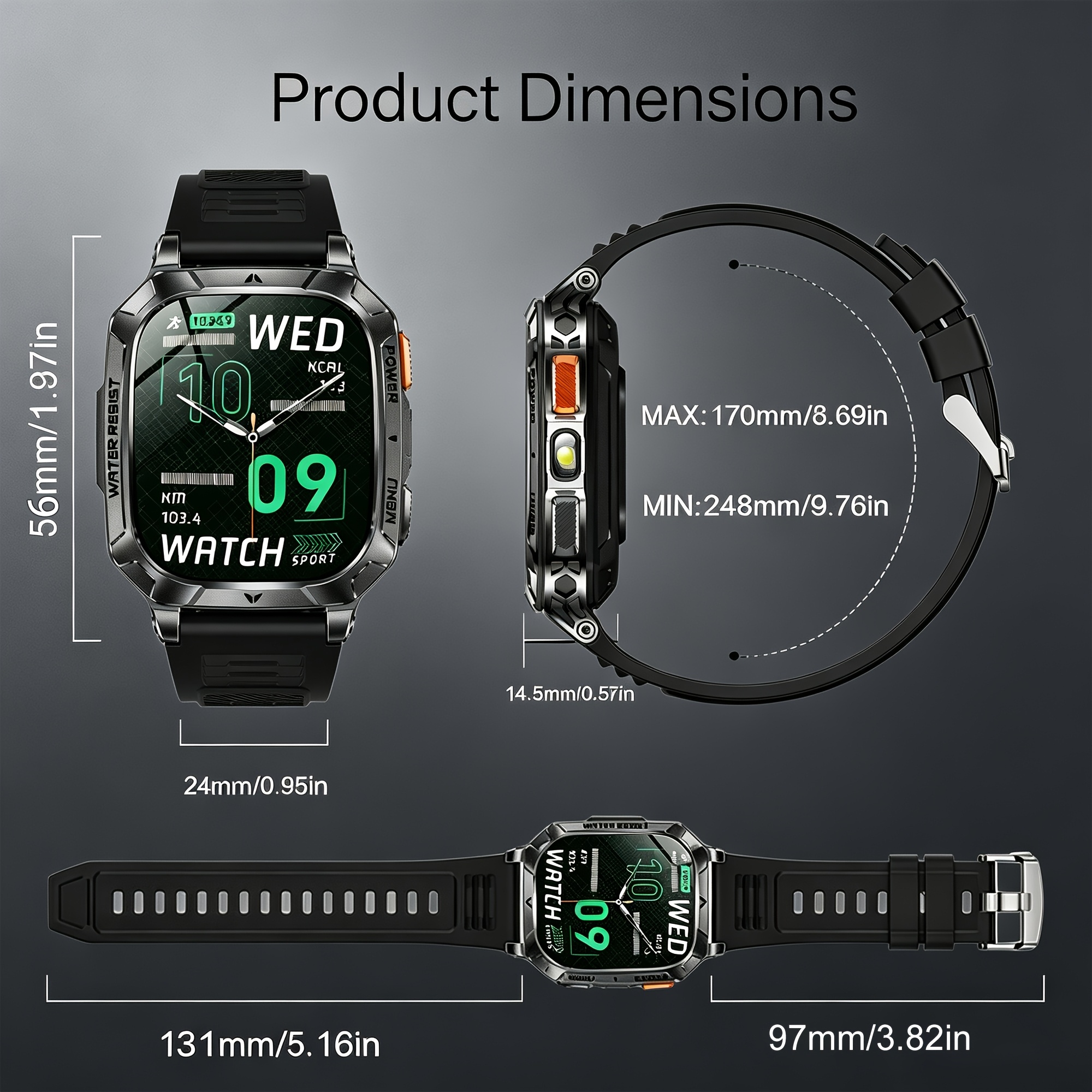 2026 Nieuwe Smartwatch, Ingebouwde 5 stuks Wijzerplaten, Duurzaam, 1400mAh Grote Capaciteit Batterij, Herenhorloge, 100 Dagen Ultra-Lange Standby, 2.01-Inch Full Touch HD Scherm, Heren Sport Fitness Horloge, IPX8 Waterdicht - Afbeelding 15