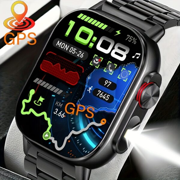 Nieuwe 2.01-inch GPS Smartwatch, GPS Positionering + IPS High-Resolution Display, Draadloze Gespreks Synchronisatie SMS Herinnering, GPS L1+L5 Dual-Frequency Positionering, Kompas, Hoogte, Luchtdruk, Hoge Kwaliteit, 3D Video Wijzerplaat