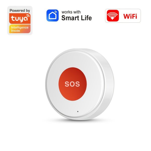 WiFi SOS-knop Slim Huis Noodalarmapparaat Werkt met Tuya Smart Life APP Veiligheidsalarm voor Ouderen en Kinderen APP Bewaking op Afstand