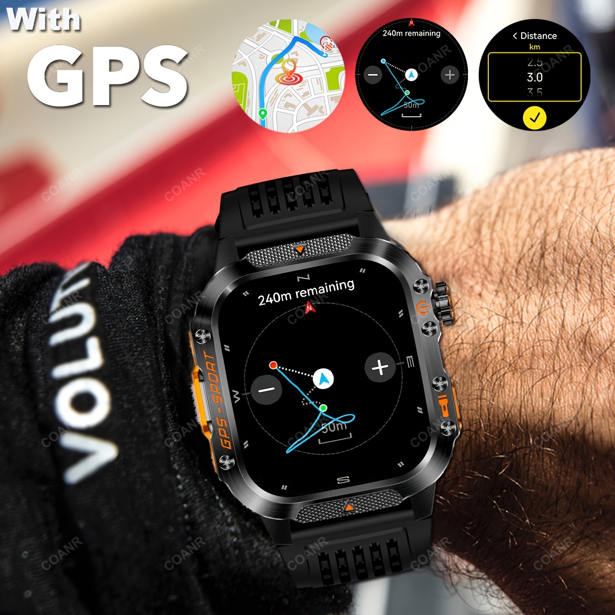 GPS Outdoor Sport Smartwatch met Draadloos Bellen, 540mAh Grote Batterij, 2.01-Inch Scherm, 100+ Sportmodi, Kompas, Weersvoorspelling, Bericht Herinnering, Preferred Square GPS Horloge, Ondersteunt iPhone/Android - Afbeelding 9