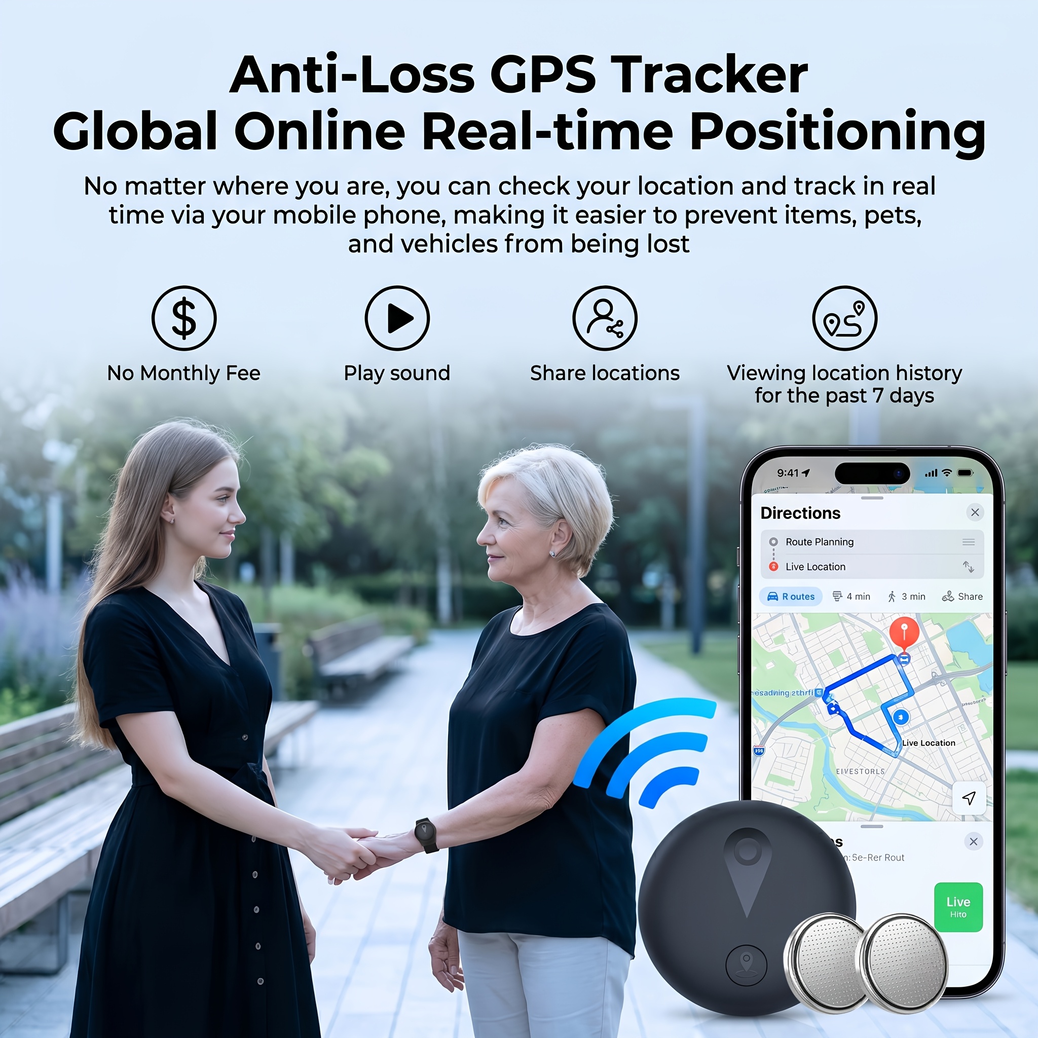 Real-time GPS-trackingapparaat specifiek ontworpen voor senioren - Compatibel met iOS en Android, inclusief draagbare polsband en sleutelhangerhouder, wereldwijde anti-verlies apparaat, geen maandelijkse kosten of SIM-kaart vereist, geschikt voor senioren en andere items. - Afbeelding 4