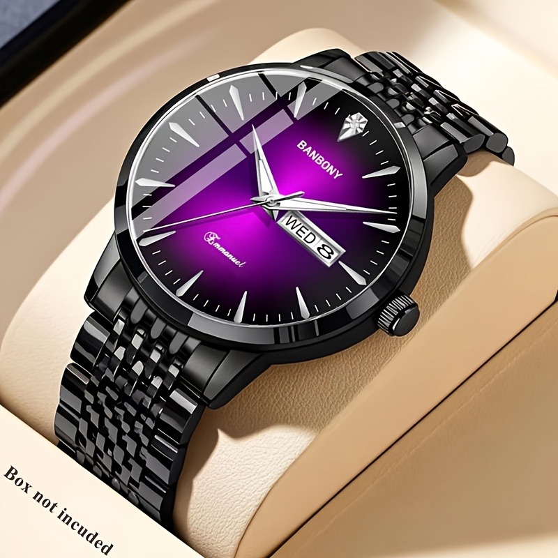 Nieuwe Banbony Unisex Roestvrijstalen Quartz Horloge met Strass-accenten, Waterbestendig IPX7, Strakke HD-wijzerplaat, Datumweergave, Goudkleurige Afwerking - Ideaal voor Vrijetijdskleding, Feestjes en Cadeaus - Afbeelding 7
