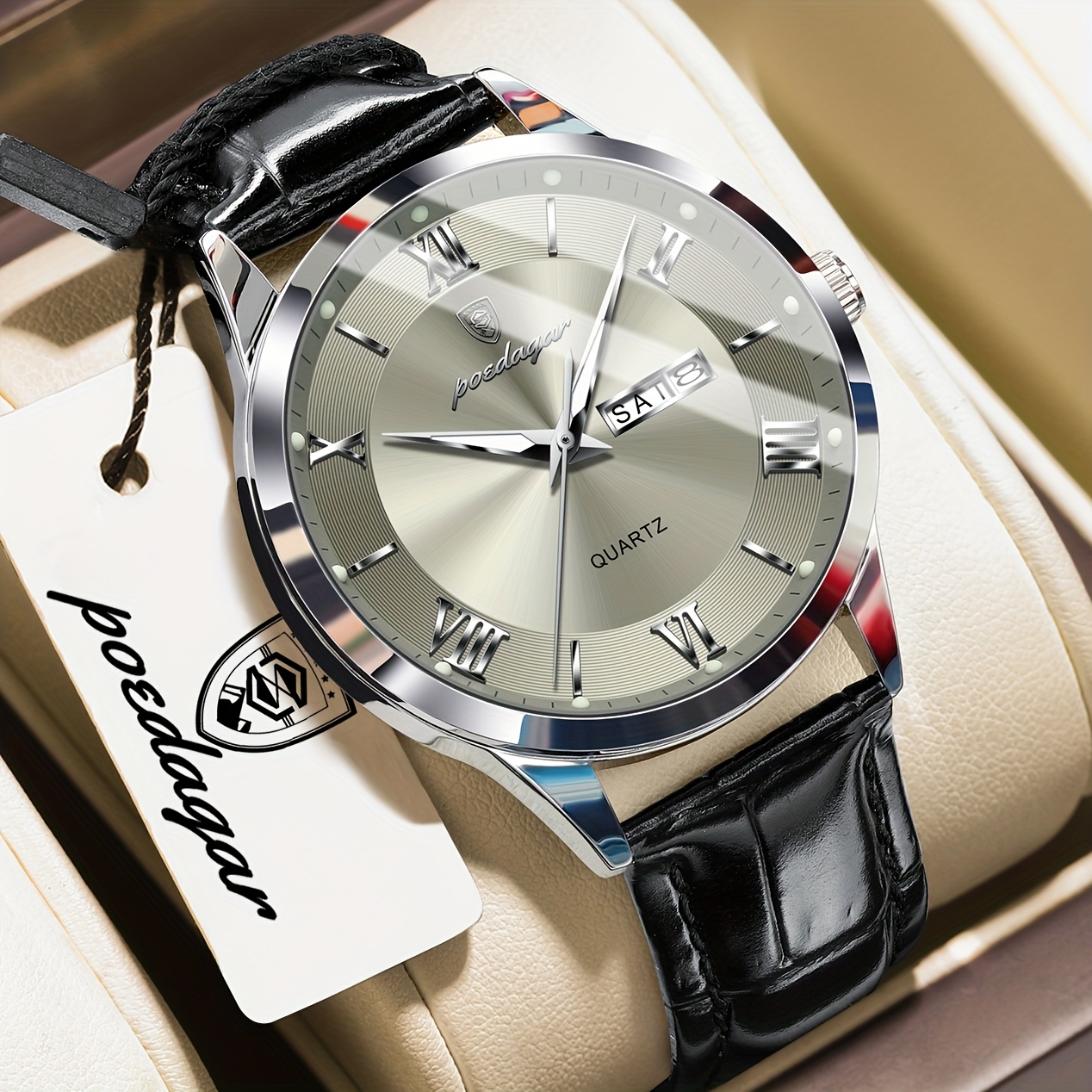 Luxe Zakelijk Herenhorloge met Lichtgevende Waterdichte Kalender, Casual Quartz Herenpolshorloge - Afbeelding 16
