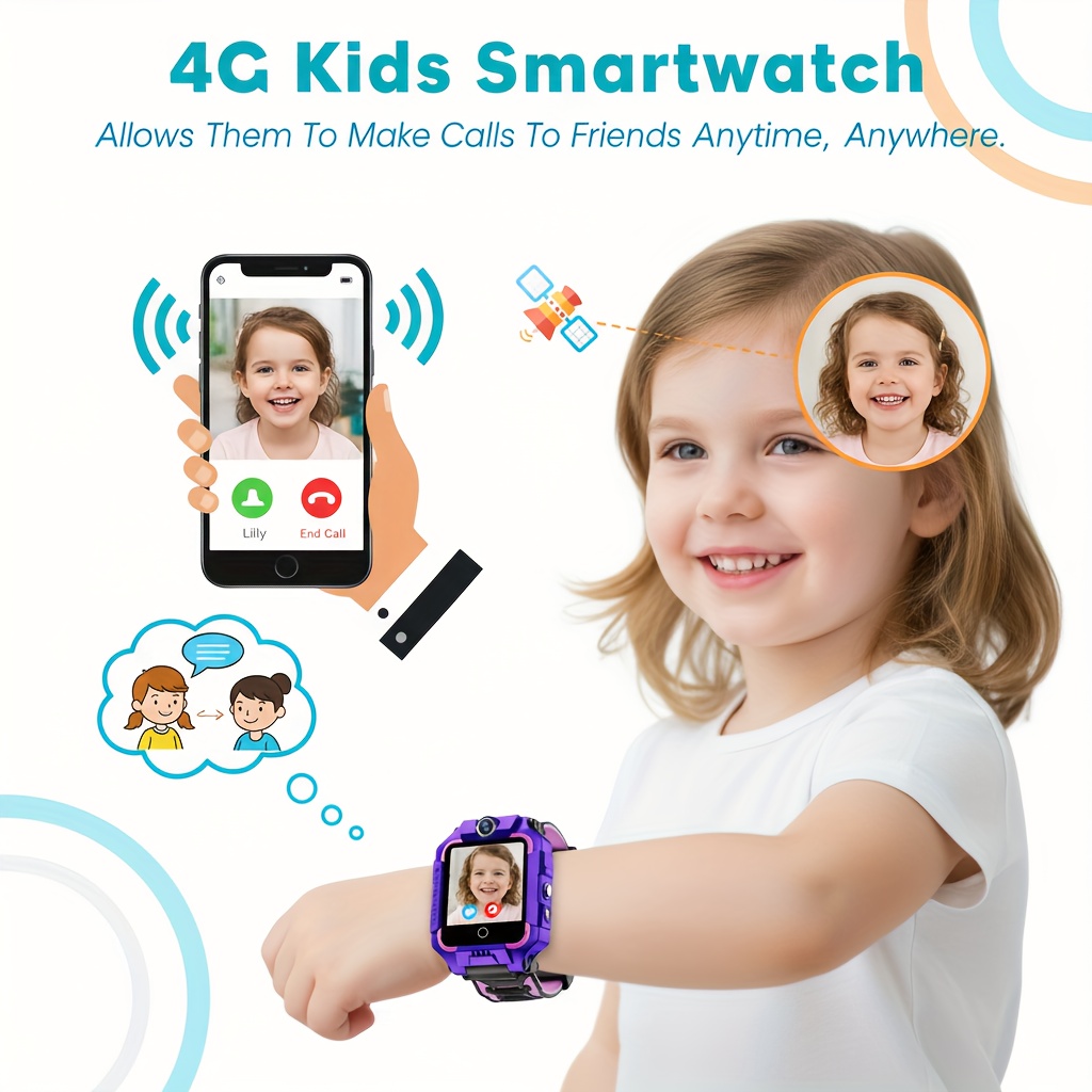 4G(LTE) Elektronisch Smartwatch - Intelligent, 360 Graden Draaibaar Scherm, Spraak- & Videochatmogelijkheden, Gezichtsherkenning, Dubbele Camera's, Foto- & Spraakopname, Muziek- & Videoafspelen, GPS-tracking - Afbeelding 15