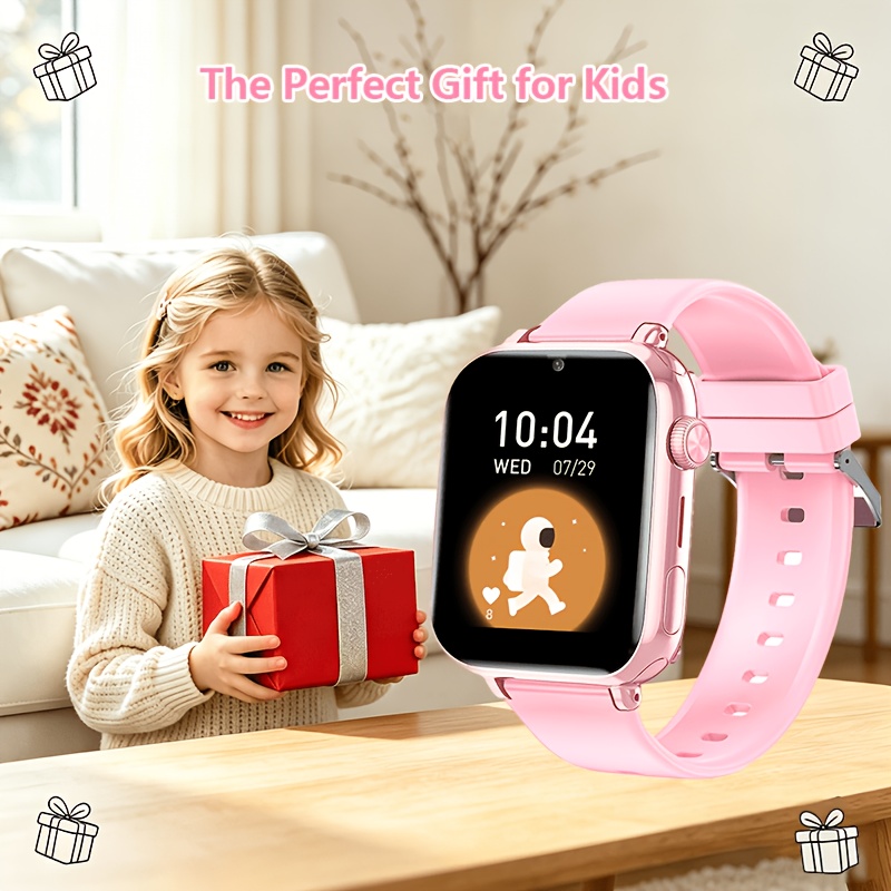 Kinder Smartwatch 4G Smartwatch LTE, GPS-tracker, Videogesprek, SOS-knop, Spraakchat, Schoolmodus, Stappenteller, Wekker, Spelletjes, Roze, Paars, Blauw, Zwart, Cadeau voor Meisjes Jongens - Afbeelding 10