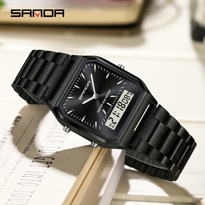 SANDA Herenhorloge Modieuze Prestaties Waterdicht Zakelijk Meerdere Kleuren Eenvoudig Herenhorloge Staalband Herenhorloge Festivalcadeau - Afbeelding 10