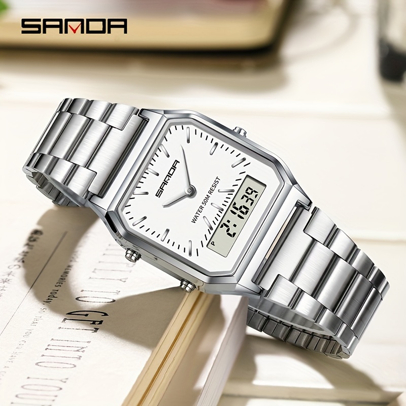 SANDA Herenhorloge Modieuze Prestaties Waterdicht Zakelijk Meerdere Kleuren Eenvoudig Herenhorloge Staalband Herenhorloge Festivalcadeau - Afbeelding 6