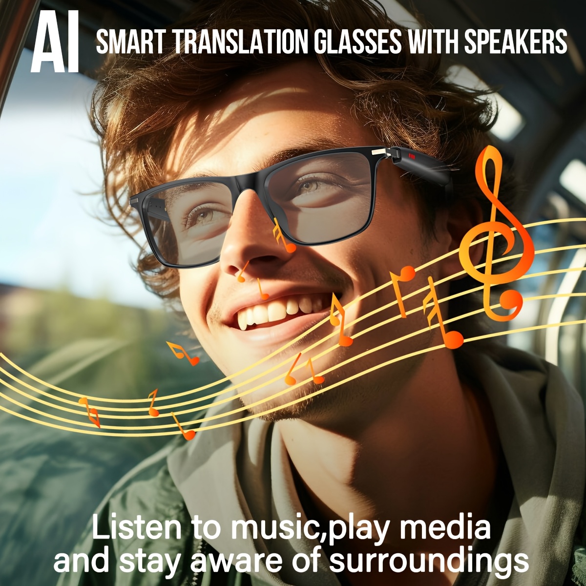 Slimme AI Fotochrome Bril, Ondersteunt Voice Assistant, Voice Recording/Vertaling/Draadloos Bellen, Nieuwe AI Fashion Slimme Bril, AI Dialogue/Lichtgewicht, Slimme Bril voor Mannen en Vrouwen, Kerstcadeau/Verjaardagsfeest/Holiday Cadeau - Afbeelding 11