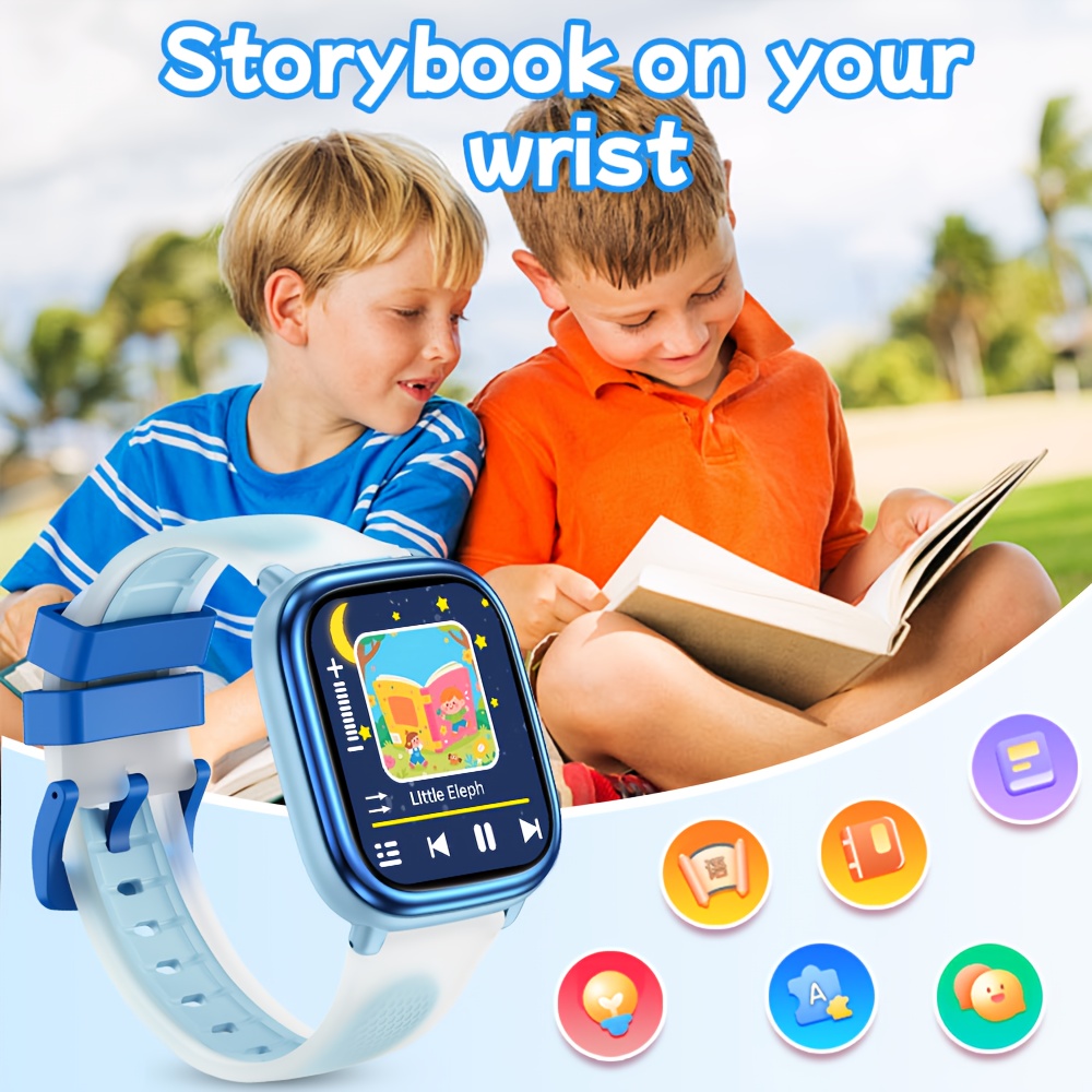 Kinderen Blauwe Smartwatch met 4,65 cm 240*284 Pixels IPS Scherm, Rekenmachine, Lokale Muziekspeler, MP3 Speler, LED Zaklamp & Spellen, Wekker, Aftimer, Stopwatch, JL7013A6, 300mAh Batterij, Siliconen Band, Fitness Tracker, Leerapparaat voor Jongens & Meisjes, Perfect Cadeau voor de Feestdagen - Afbeelding 8