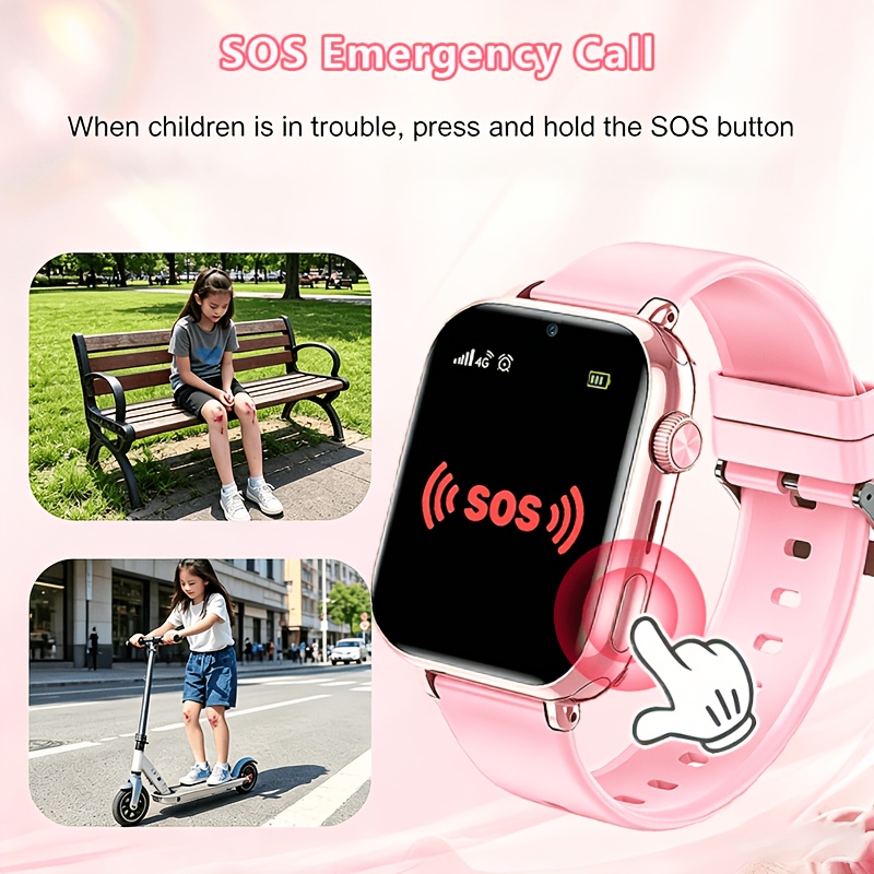 Kids Smartwatch, 4G Smartwatch met Telefoongesprek & GPS, Wifi Video Bellen Voice Messenger, SOS Alarm, Dagelijkse Activiteit Tracker, Wekker, School Lock Mode, Interactieve Games, Kerstcadeau voor Meisjes Jongens - Afbeelding 8