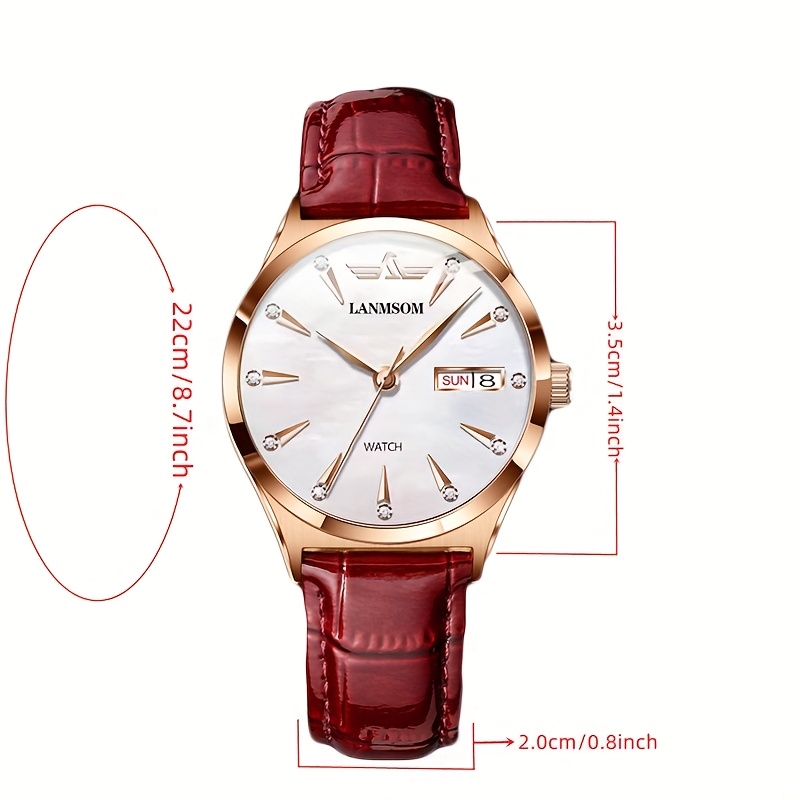 1 Nieuwe Stijlvolle en Casual PU-leren Trendy, Elegante, Verfijnde, Simpele en Veelzijdige Zakelijke Dameshorloge met Quartz. Toont Weekdag, Datum en is een Ideale Cadeaukeuze voor Verjaardagen, Feestdagen, Jubilea, of als Cadeau voor Jezelf, Familie, Geliefden of Vrienden - Afbeelding 2
