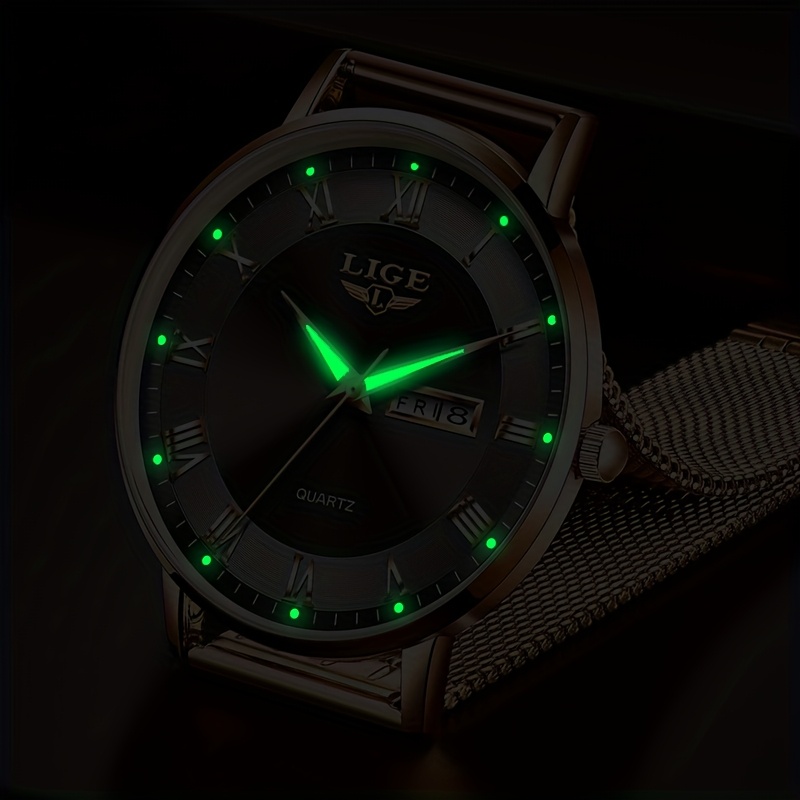 LIGE Dames Elegant Roestvrij Quartz Analoog Horloge met Datumkalender, Quartz Polshorloge Geschikt voor Dagelijks Gebruik - Tijdsmeter, Valentijnscadeau voor Vrouwen & Mannen (Merk) - Afbeelding 11