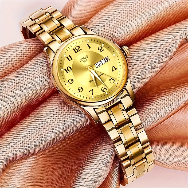 DEBLVE Dames Ultra-Dunne Roestvrijstalen Quartz Horloge - Stijlvol, Lichtgewicht, IPX7 met Kalender, Luminous Dagweergave en Roestvrijstalen Band - Perfect voor Casual Wear, DEBLVE - Afbeelding 4