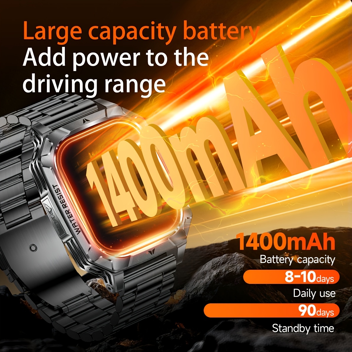 2026 Nieuwe Smartwatch, Ingebouwde 5 stuks Wijzerplaten, Duurzaam, 1400mAh Grote Capaciteit Batterij, Herenhorloge, 100 Dagen Ultra-Lange Standby, 2.01-Inch Full Touch HD Scherm, Heren Sport Fitness Horloge, IPX8 Waterdicht - Afbeelding 5