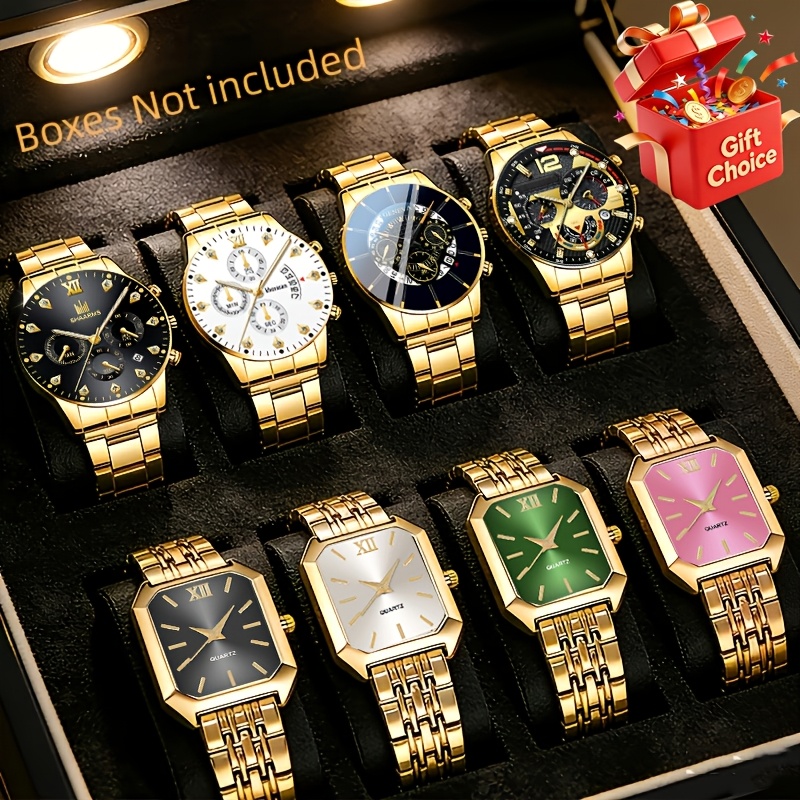 8-delige uniseks casual mode kwartshorlogeset voor koppels - De perfecte keuze voor dagelijks gebruik en cadeaugelegenheden, verjaardagscadeaus en feestdagcadeaus, perfect cadeau voor mannen, vaders, vrienden en dierbaren
