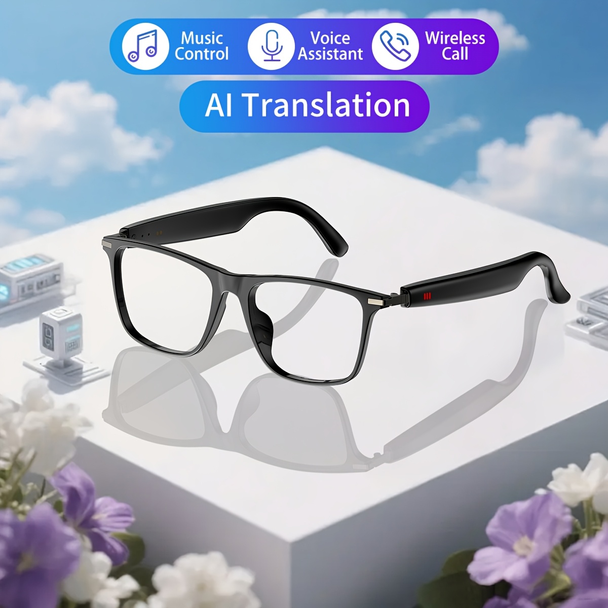 Slimme AI Fotochrome Bril, Ondersteunt Voice Assistant, Voice Recording/Vertaling/Draadloos Bellen, Nieuwe AI Fashion Slimme Bril, AI Dialogue/Lichtgewicht, Slimme Bril voor Mannen en Vrouwen, Kerstcadeau/Verjaardagsfeest/Holiday Cadeau - Afbeelding 9
