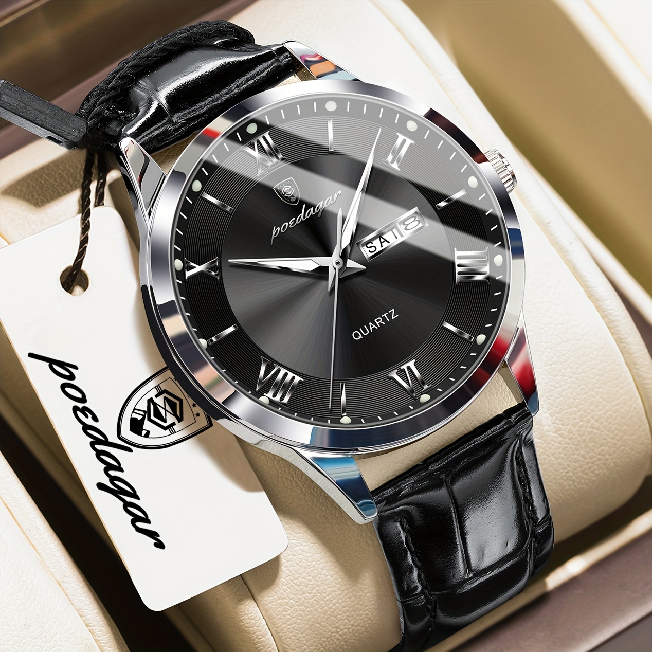 Luxe Zakelijk Herenhorloge met Lichtgevende Waterdichte Kalender, Casual Quartz Herenpolshorloge - Afbeelding 17