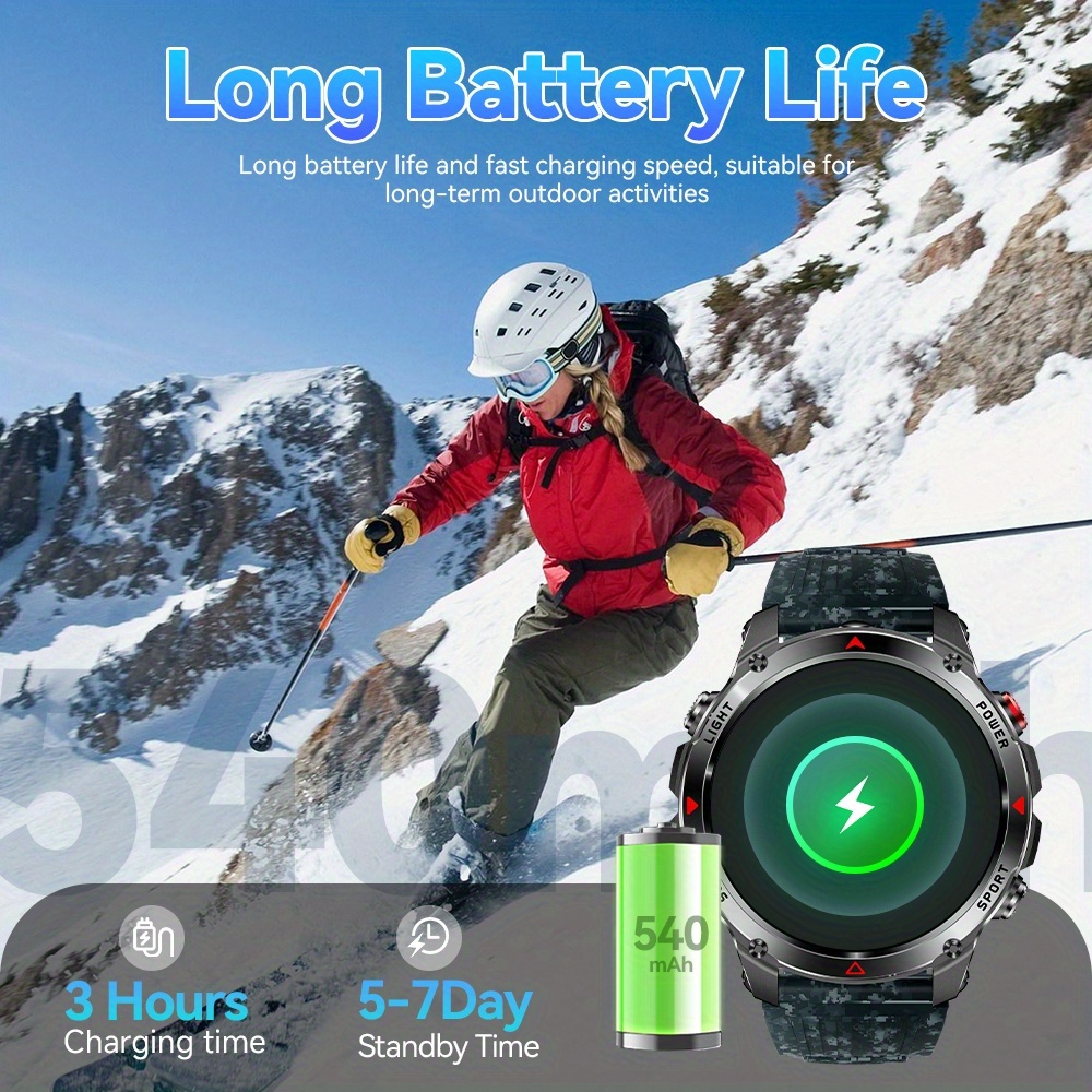 Heren Outdoor Smartwatch, GPS Nauwkeurige Positionering, Ingebouwd Kompas, LED Licht, 3ATM, Ondersteunt 100+ Sportmodi, Draadloze Gesprekken, Multimedia Informatie Weergave, Meerdere Weersmodi, Outdoor Avontuur Smart Armband, Metalen Behuizing Ontwerp - Afbeelding 11