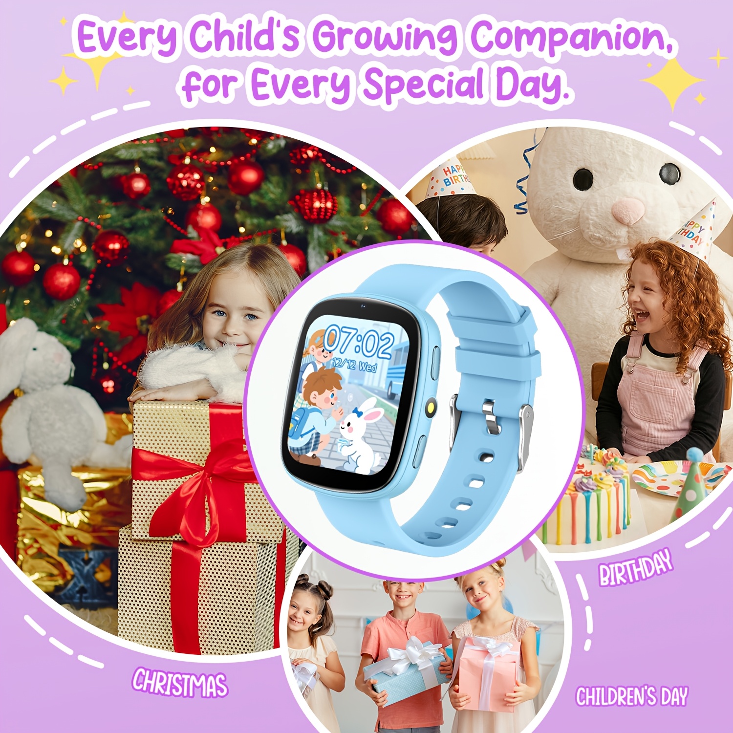 Kinder Smartwatch met 22 Spelletjes, Ingebouwde Zaklamp, Camera & Fotoalbum, 260mAh Oplaadbare Batterij, Kalenderfunctie, Meest Populaire Smartwatch voor Kinderen, Jongens & Meisjes, Lieve Speelkameraad voor Kinderen, Grappig Educatief Polshorloge, Geweldig Cadeau voor Kinderverjaardag & Feestdagen - Afbeelding 4