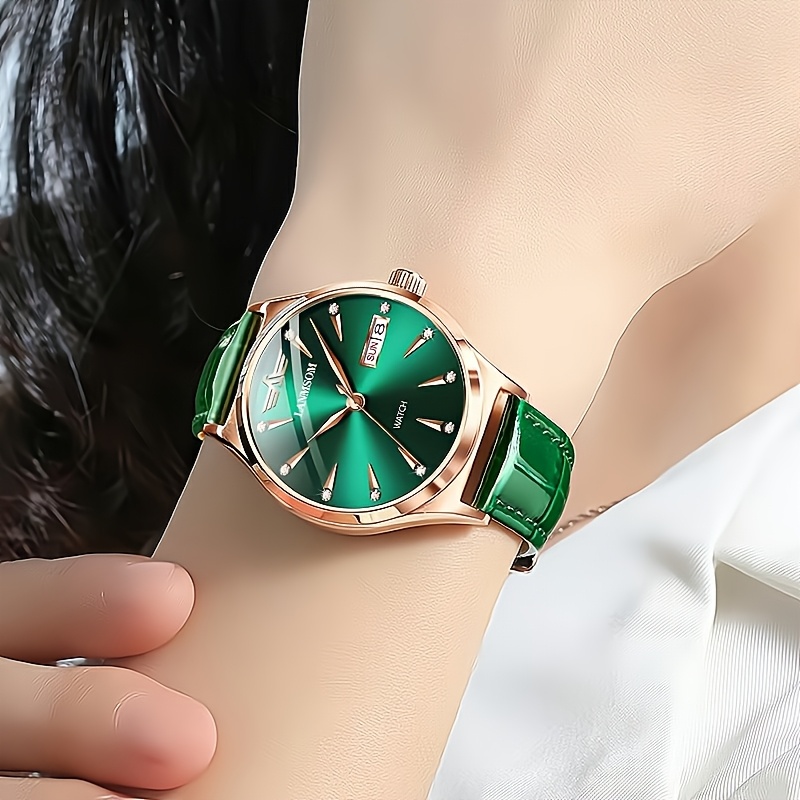 1 Nieuwe Stijlvolle en Casual PU-leren Trendy, Elegante, Verfijnde, Simpele en Veelzijdige Zakelijke Dameshorloge met Quartz. Toont Weekdag, Datum en is een Ideale Cadeaukeuze voor Verjaardagen, Feestdagen, Jubilea, of als Cadeau voor Jezelf, Familie, Geliefden of Vrienden - Afbeelding 11