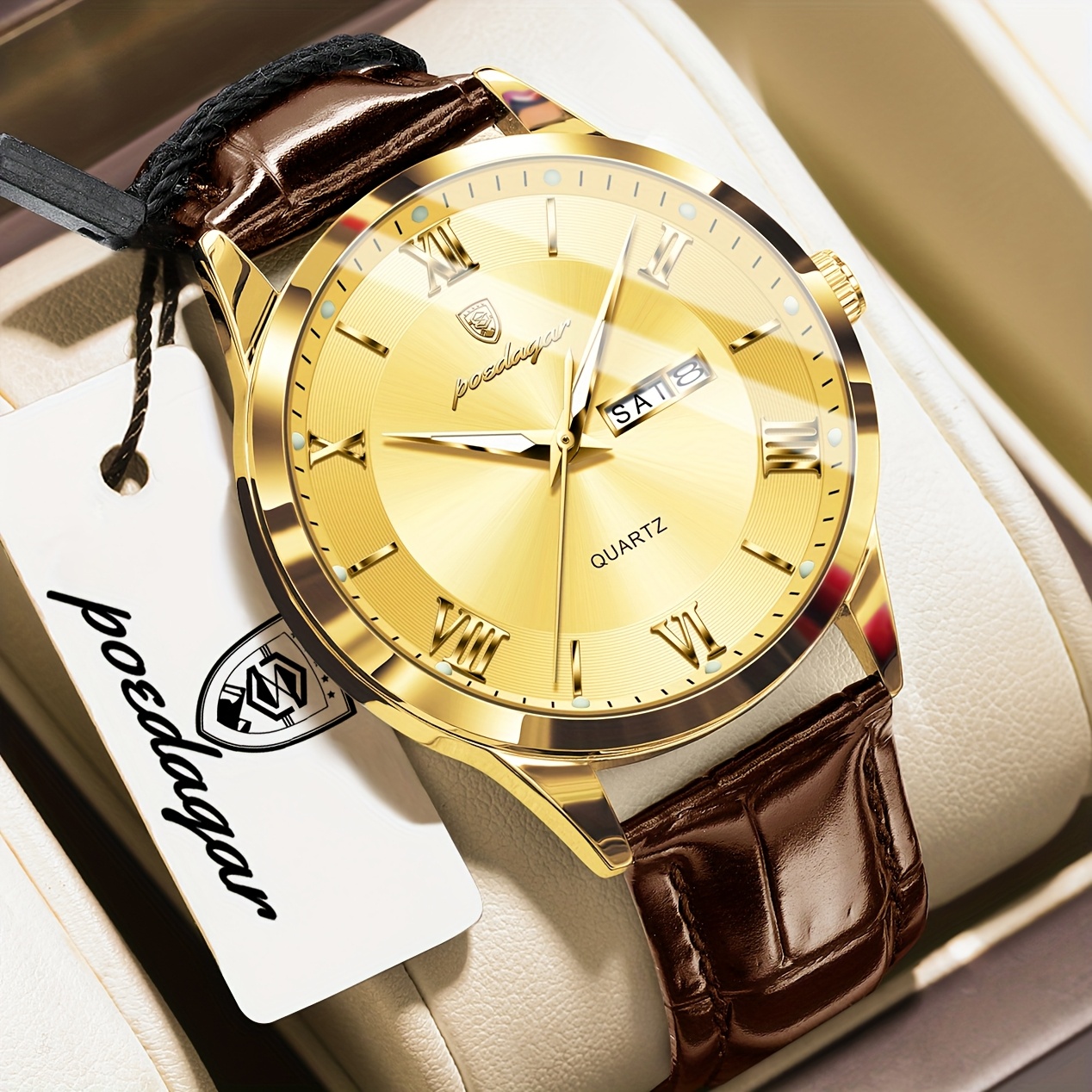 Luxe Zakelijk Herenhorloge met Lichtgevende Waterdichte Kalender, Casual Quartz Herenpolshorloge - Afbeelding 14