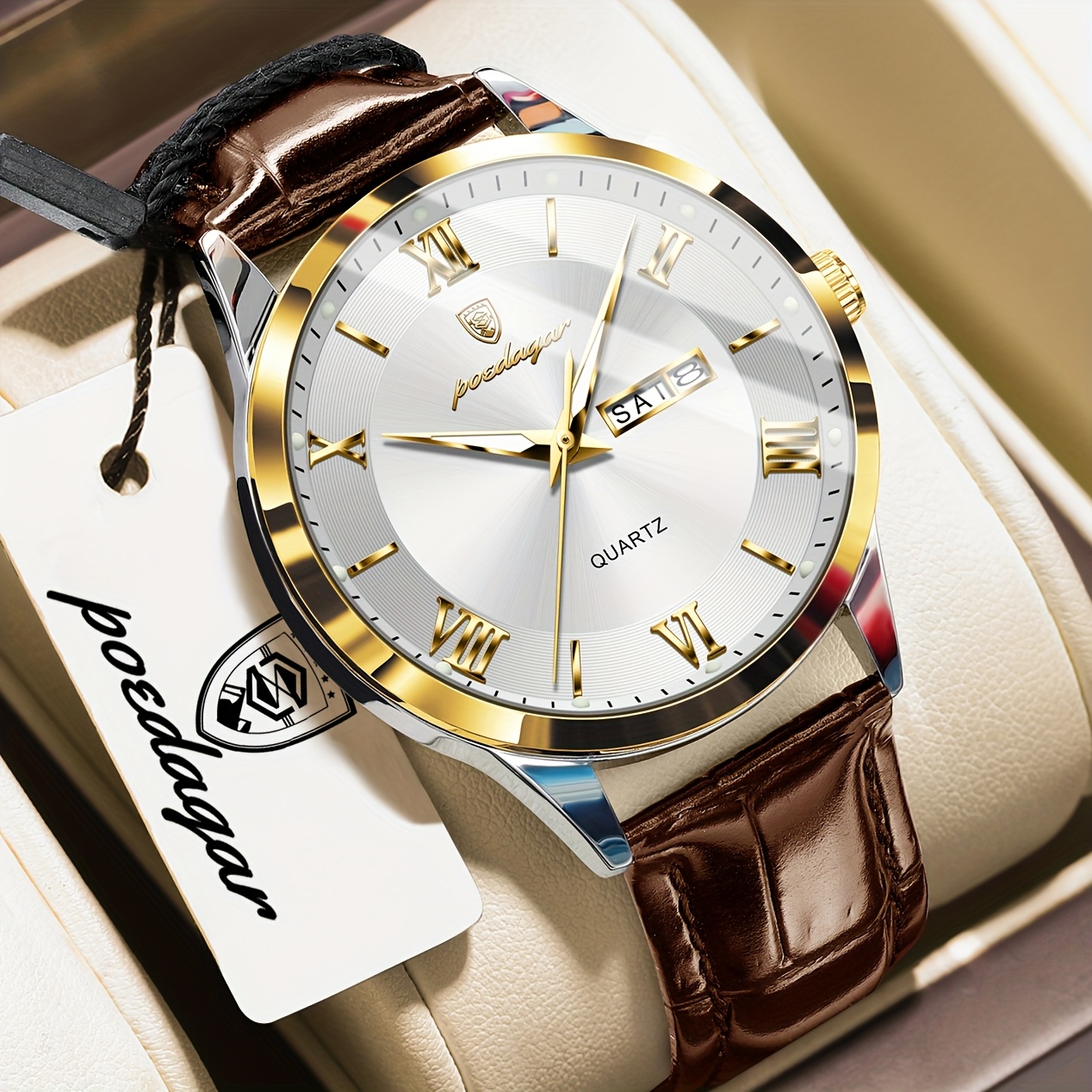 Luxe Zakelijk Herenhorloge met Lichtgevende Waterdichte Kalender, Casual Quartz Herenpolshorloge - Afbeelding 10