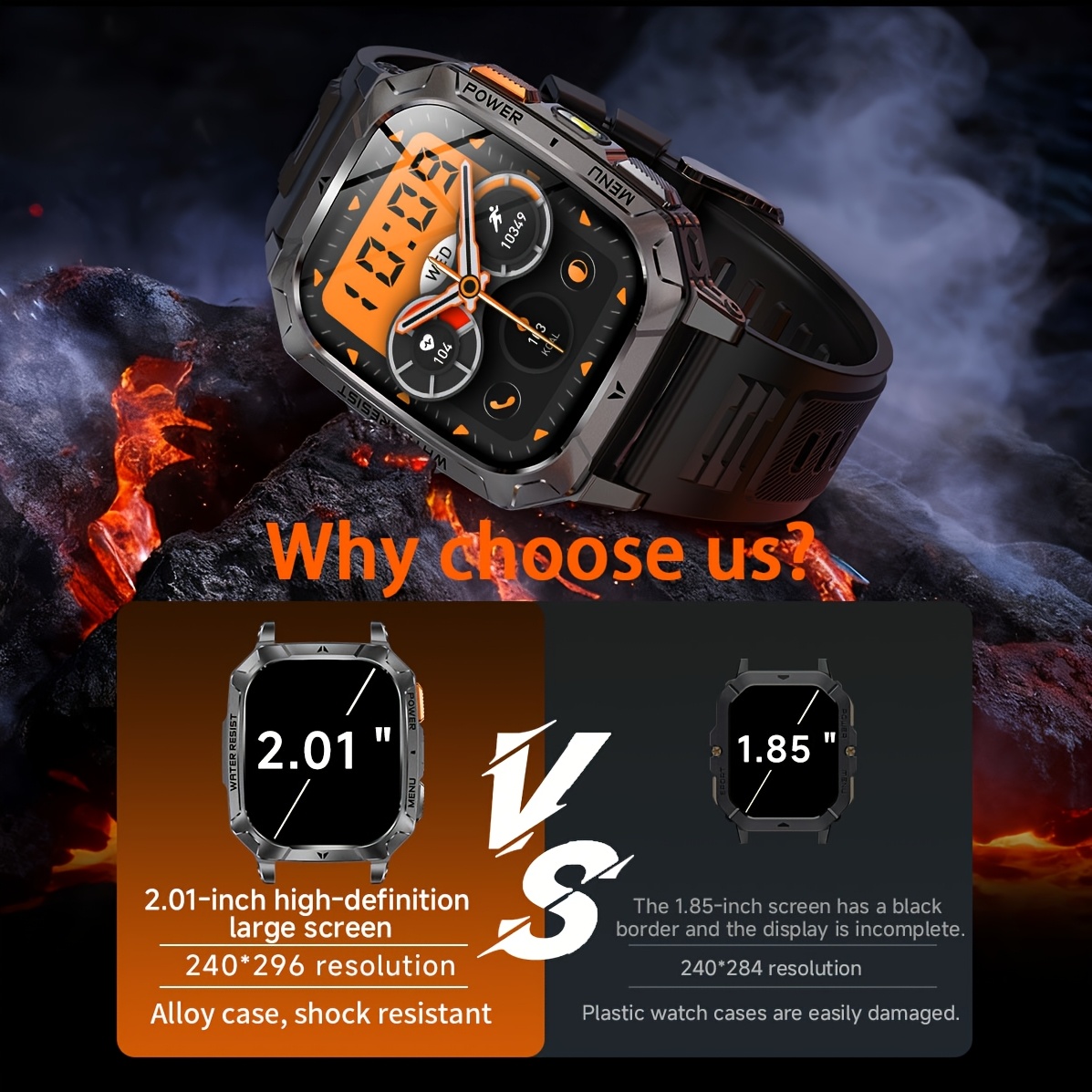 2026 Nieuwe Smartwatch, Ingebouwde 5 stuks Wijzerplaten, Duurzaam, 1400mAh Grote Capaciteit Batterij, Herenhorloge, 100 Dagen Ultra-Lange Standby, 2.01-Inch Full Touch HD Scherm, Heren Sport Fitness Horloge, IPX8 Waterdicht - Afbeelding 13