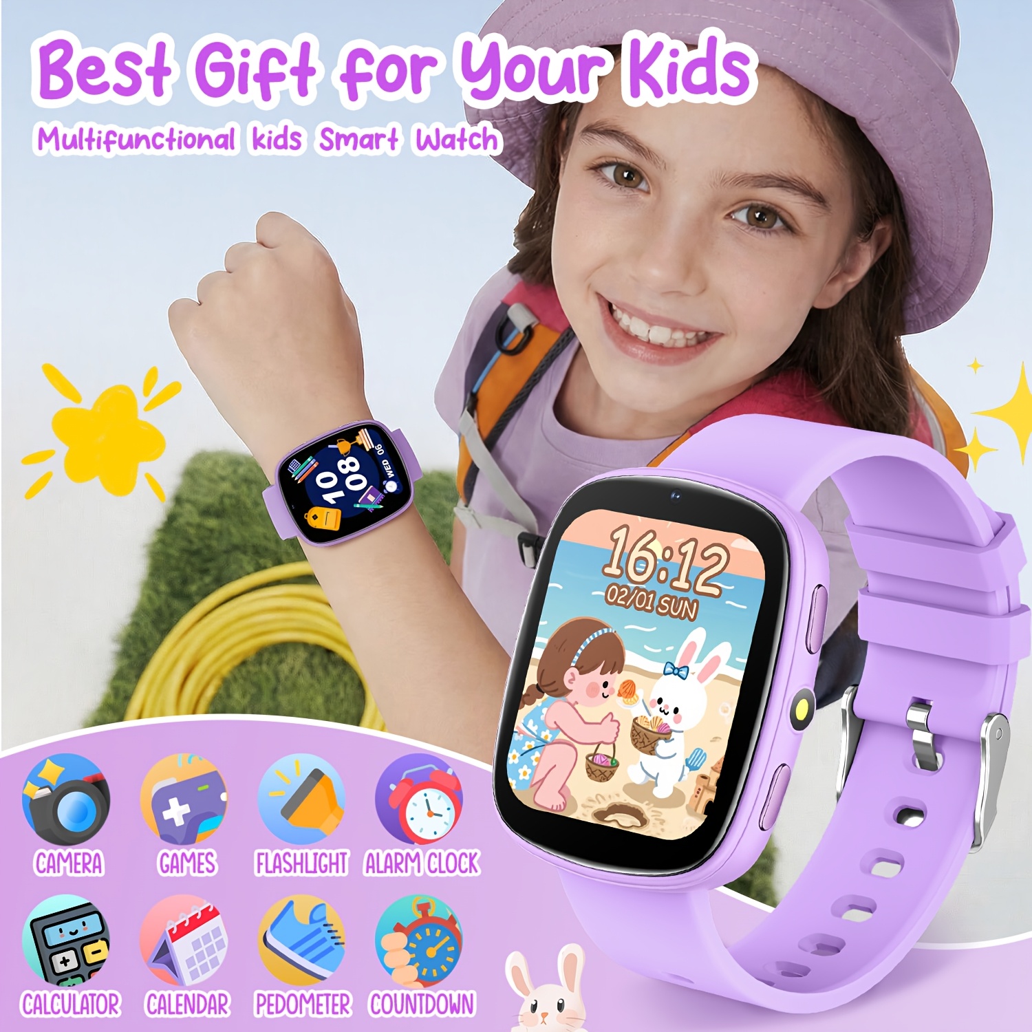 Kinder Smartwatch met 22 Spelletjes, Ingebouwde Zaklamp, Camera & Fotoalbum, 260mAh Oplaadbare Batterij, Kalenderfunctie, Meest Populaire Smartwatch voor Kinderen, Jongens & Meisjes, Lieve Speelkameraad voor Kinderen, Grappig Educatief Polshorloge, Geweldig Cadeau voor Kinderverjaardag & Feestdagen - Afbeelding 9