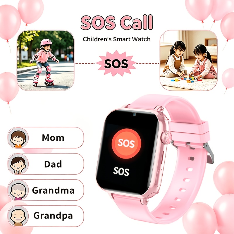 Kinder Smartwatch 4G Smartwatch LTE, GPS-tracker, Videogesprek, SOS-knop, Spraakchat, Schoolmodus, Stappenteller, Wekker, Spelletjes, Roze, Paars, Blauw, Zwart, Cadeau voor Meisjes Jongens - Afbeelding 8