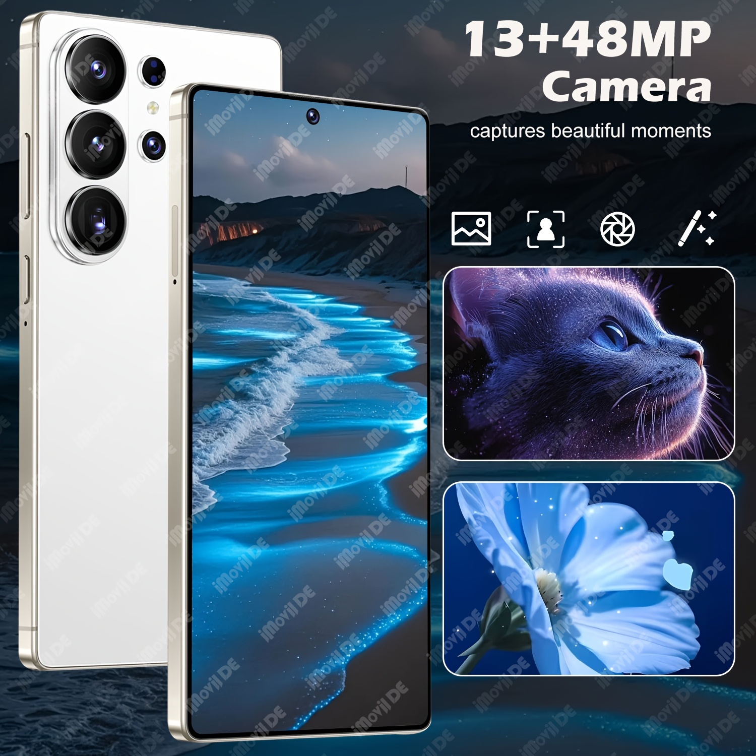 Ultra 2026 5G Ontgrendelde Mobiele Telefoon, 6.8 Inch HD Display, 8GB RAM 128GB ROM, Dual Network Dual SIM, HD Camera aan de Voorkant & Achterkant, Face ID, Ingebouwde Stylus, Type-C Oplader, Wi-Fi Hotspot, Volledige Uitbreidingen, Cadeaukeuze voor Alle Gelegenheden - Afbeelding 8