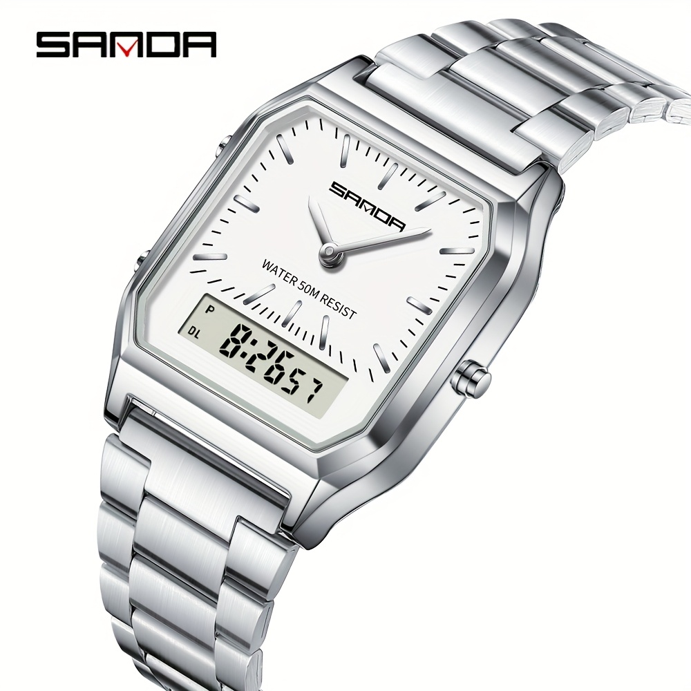 SANDA Herenhorloge Modieuze Prestaties Waterdicht Zakelijk Meerdere Kleuren Eenvoudig Herenhorloge Staalband Herenhorloge Festivalcadeau - Afbeelding 3