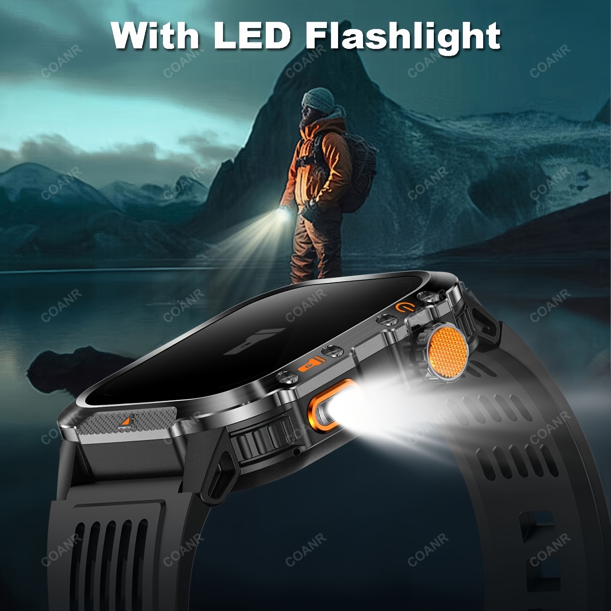 GPS Outdoor Sport Smartwatch met Draadloos Bellen, 540mAh Grote Batterij, 2.01-Inch Scherm, 100+ Sportmodi, Kompas, Weersvoorspelling, Bericht Herinnering, Preferred Square GPS Horloge, Ondersteunt iPhone/Android - Afbeelding 6