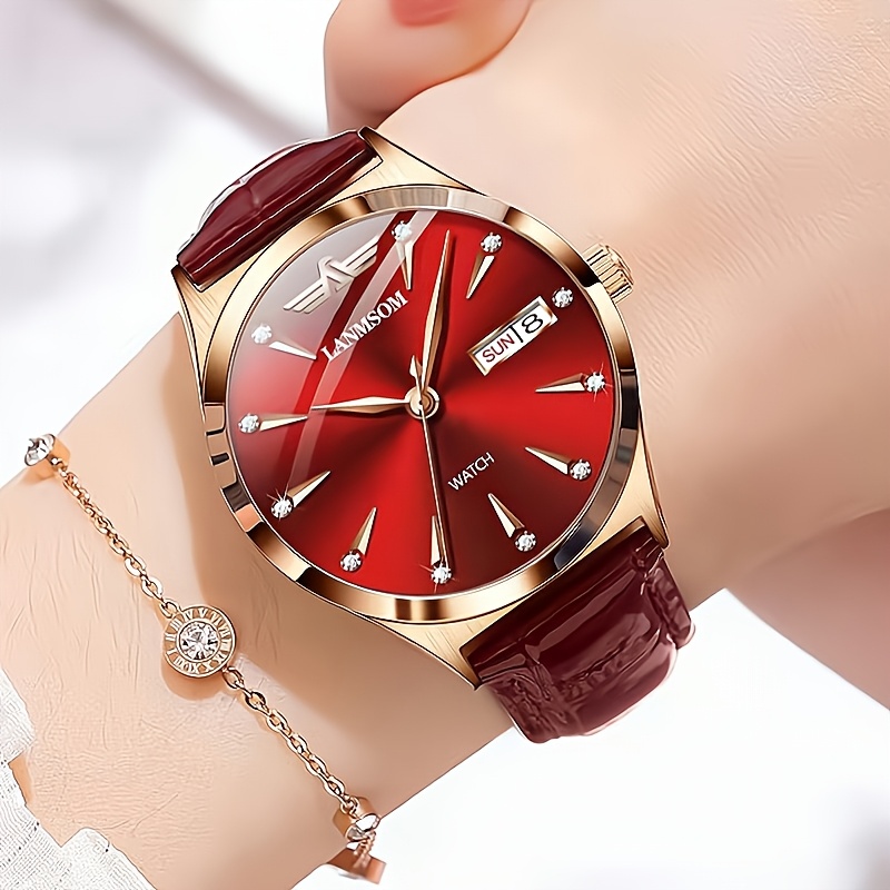 1 Nieuwe Stijlvolle en Casual PU-leren Trendy, Elegante, Verfijnde, Simpele en Veelzijdige Zakelijke Dameshorloge met Quartz. Toont Weekdag, Datum en is een Ideale Cadeaukeuze voor Verjaardagen, Feestdagen, Jubilea, of als Cadeau voor Jezelf, Familie, Geliefden of Vrienden - Afbeelding 13