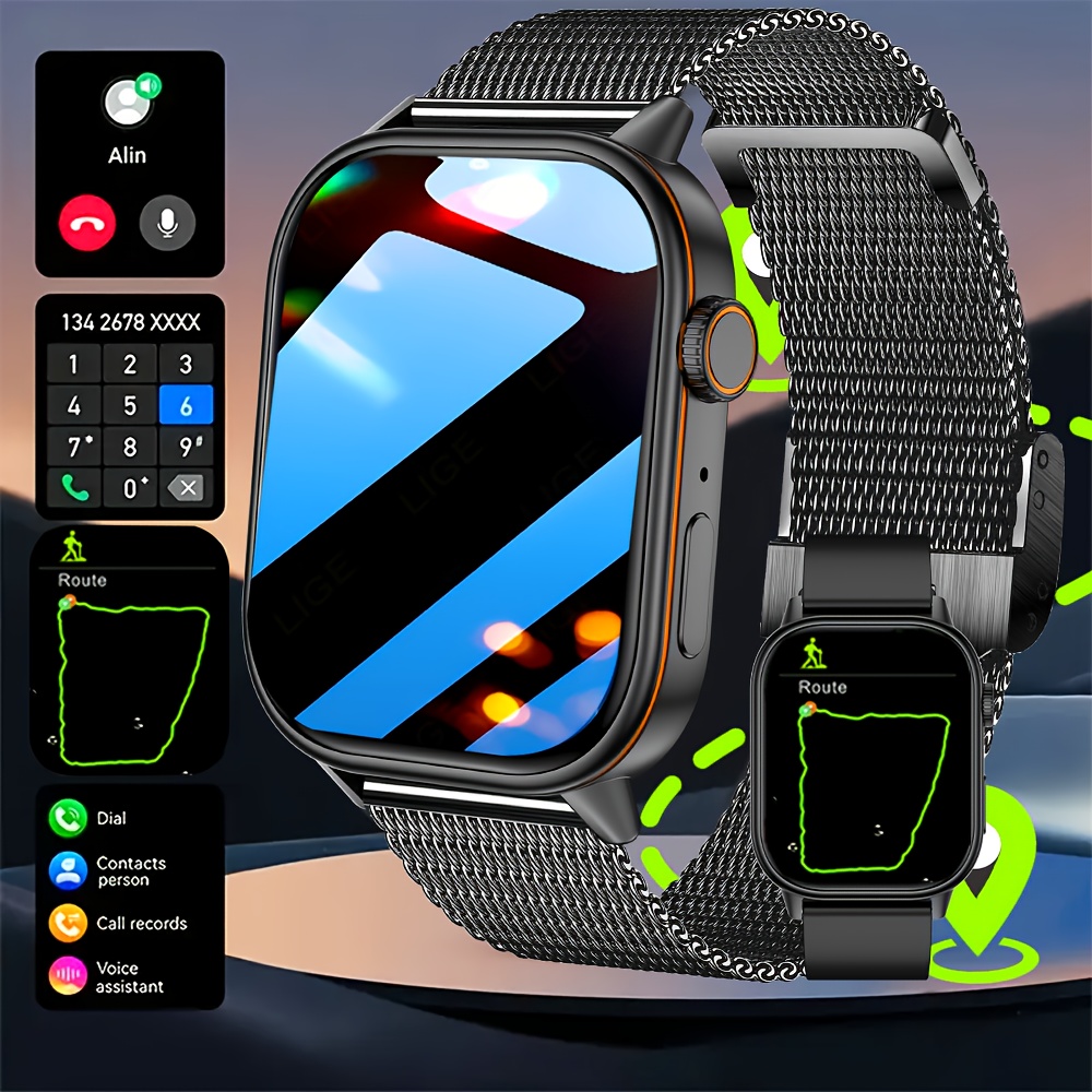 DAORKOW GPS Smartwatch, RVS Outdoor Kompas Sporthorloge, 5,11 cm HD-scherm, 170+ Sportmodi, Track, Draadloos Bellen, USB-opladen, 420mAh Lithium-polymeerbatterij, Unisex - Cadeau voor Valentijnsdag, Moederdag, Vrouwendag, Ramadan, Onafhankelijkheidsdag - Afbeelding 5